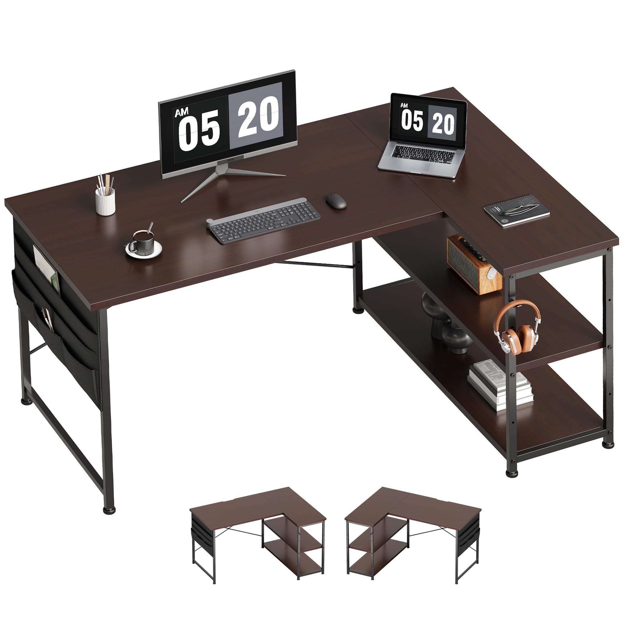 Amazon | YeTom l字デスク ゲーミングデスク デスク 幅120cm pc