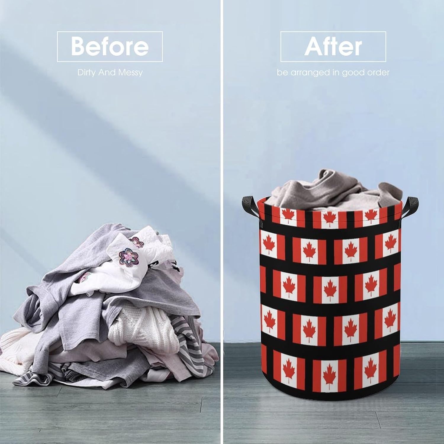 Canada Plaid ​​Canadian Flag Laundry Hamper Basket for Home Bathroom | clothes storage,handle,large capacity,oxford