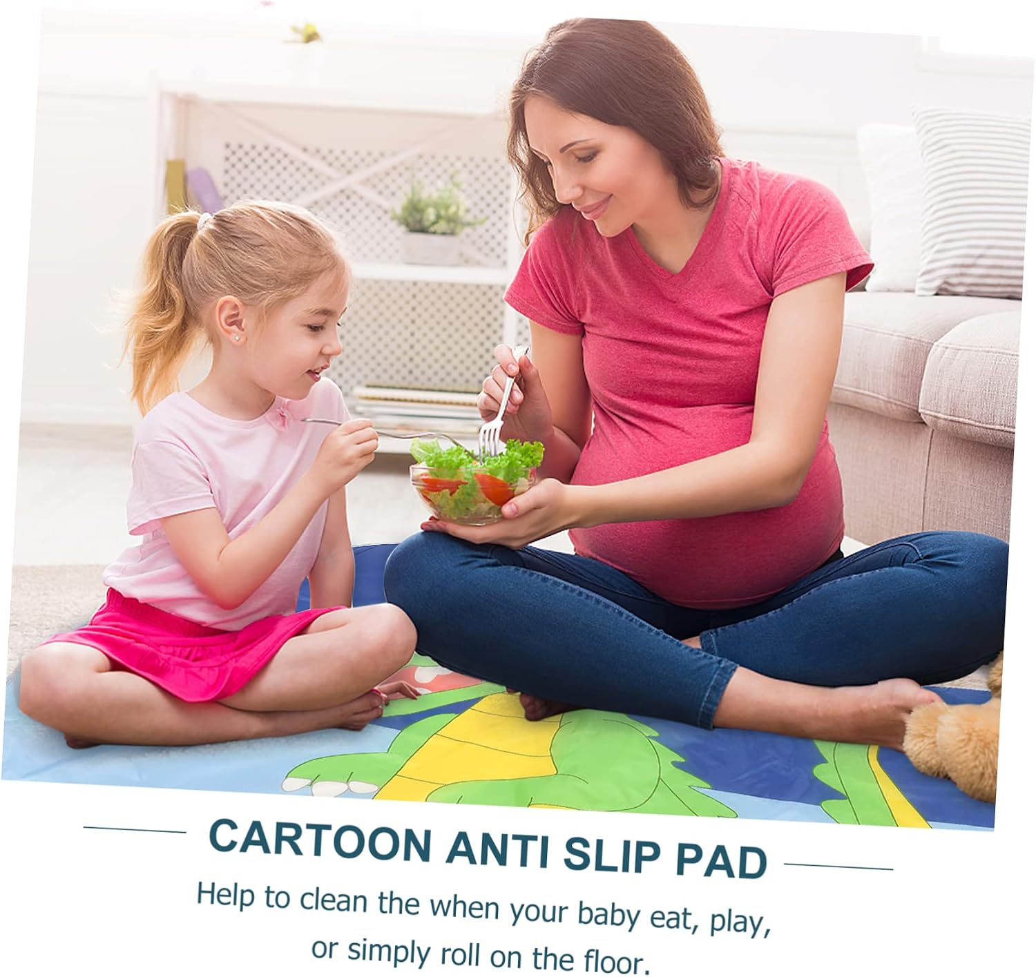 Alipis Non-Slip Cartoon Play Mat for Kids 60x90cm Waterproof Floor Protector Rug for Highchair Playtime for Toddler Nursery Picnic Playroom