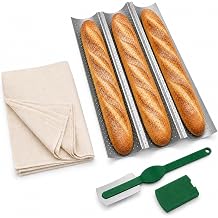 Baguette Mould for 3 Baguettes with Non-Stick Coating, Baguette Baking Tray