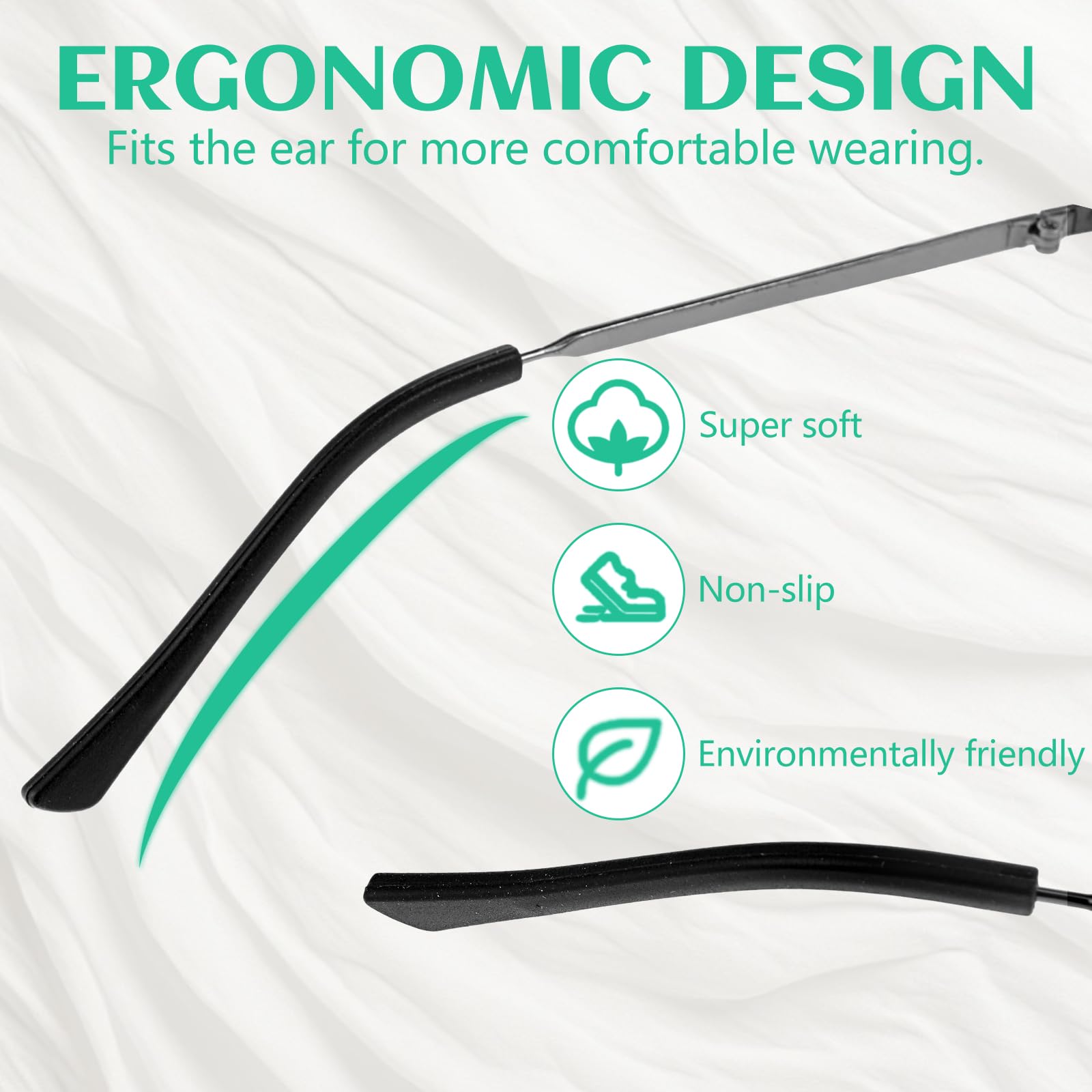 8 pares de fundas de silicona para gafas, patillas de goma para gafas, antideslizantes, para reparación de gafas, color negro
