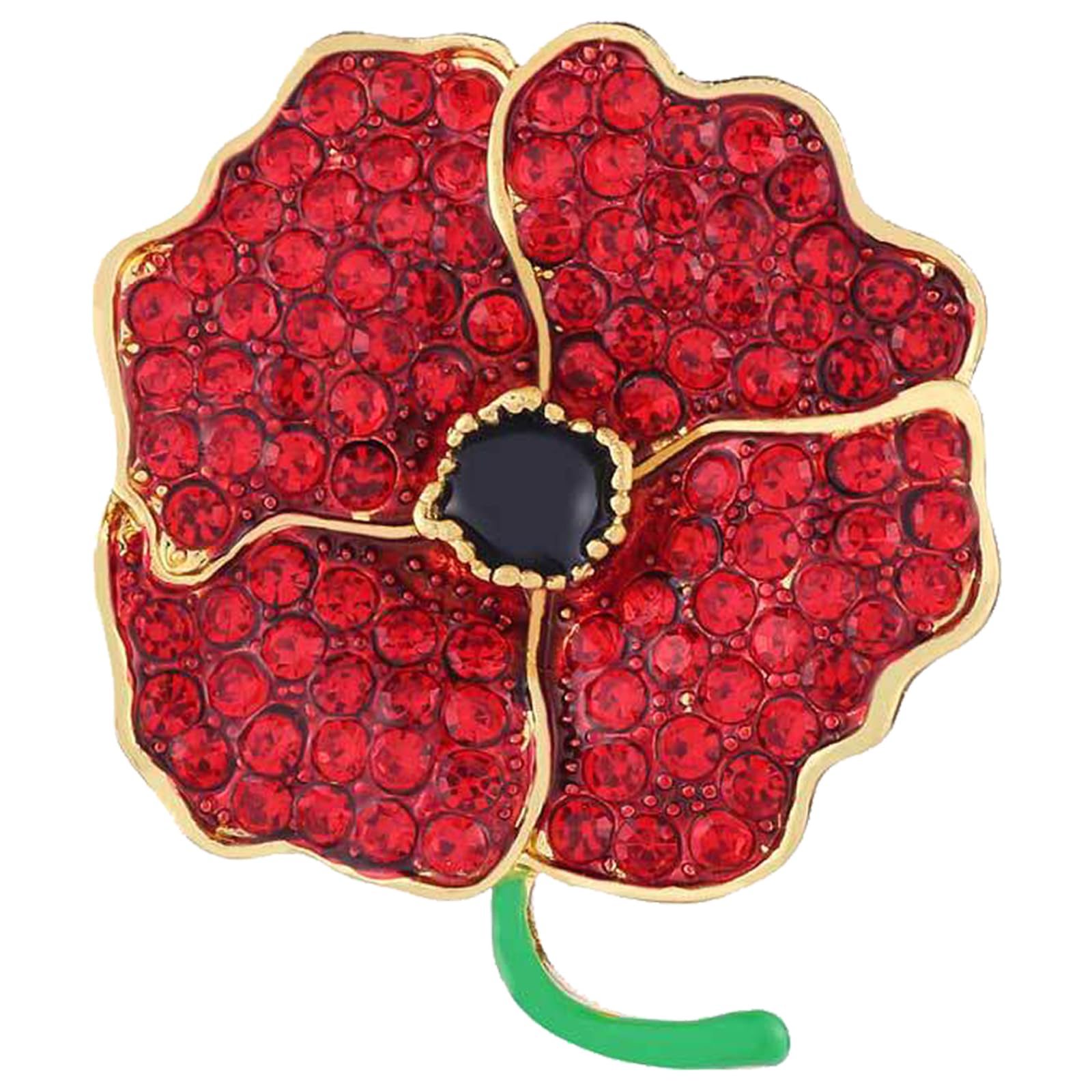 Red Crystal Flowers Poppy Metal Brooch Poppy Flower Pins For Women Men Unisex Lapel Pins Breast pin Remembrance Jewerly Memorial Gifts Veterans Day Gift