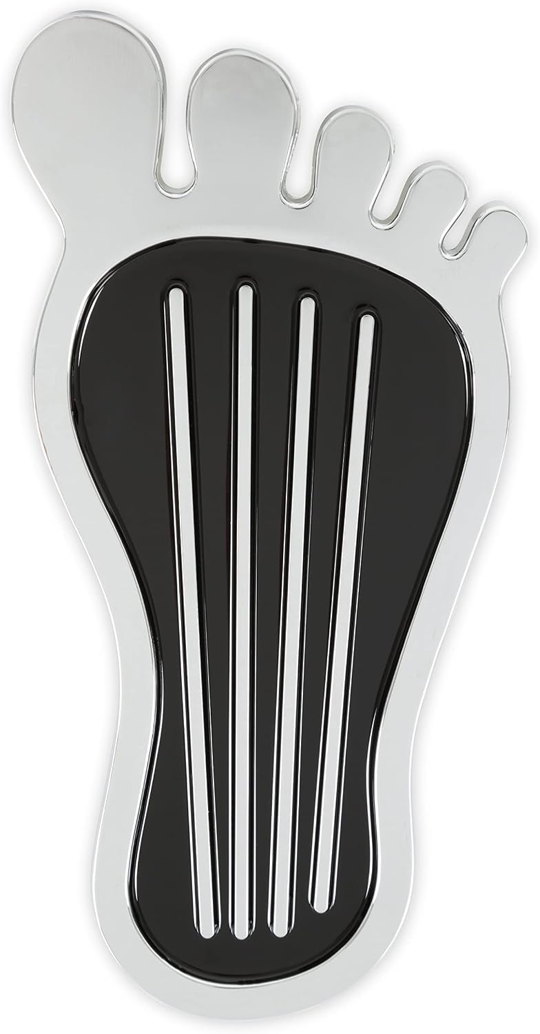 Mr. Gasket 9645 Foot Print Gas Pedal Pad - Aluminum - Chrome & Painted Black Trim