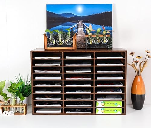 Vista 21 de PAG Organizador de literatura de madera para encimera, buzón de estudiante para aula, soporte de papel de escritorio para oficina, hogar, escuela