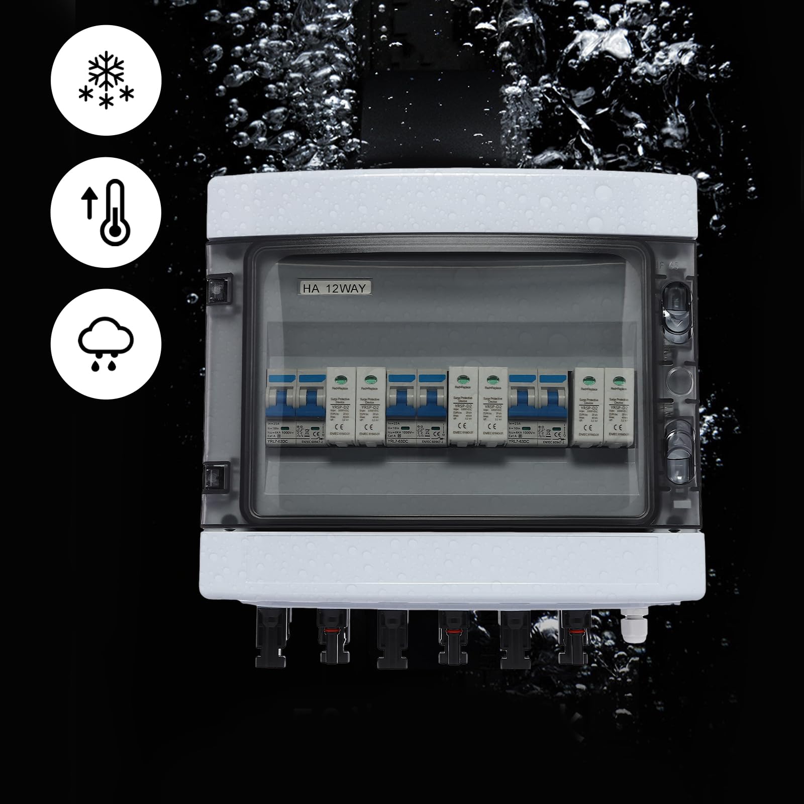 überspannungsschutz pv - 1000V, 25A, 3-String Solar PV Anschlusskasten, Solar-Kombinator-Box IP65 Leistungsstarke Funktionen für On-/Off-Grid-Solarpanelsystem