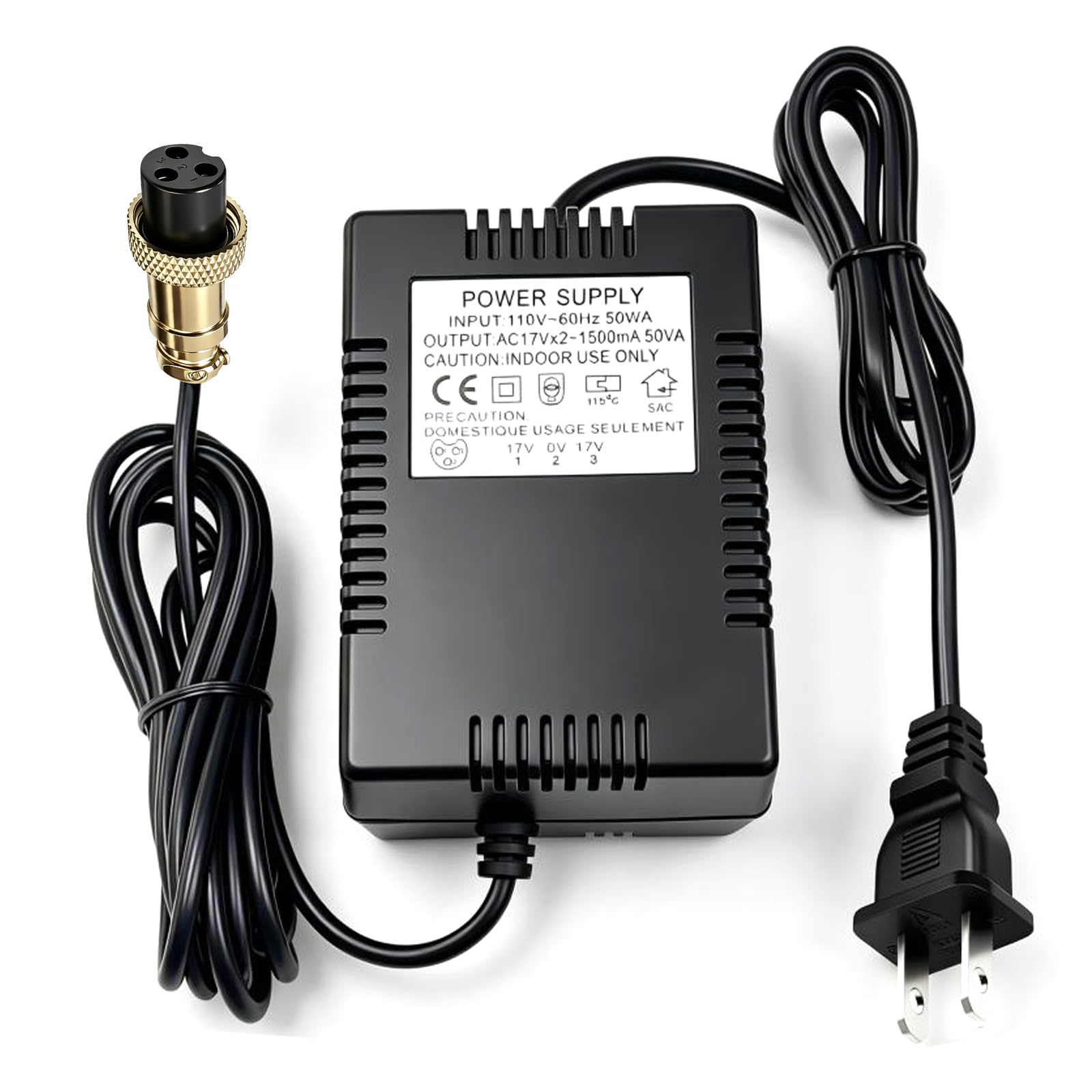 Amazon.com: Fesasn 17VAC 1500mA Power Adapter with 3-Pin Connector