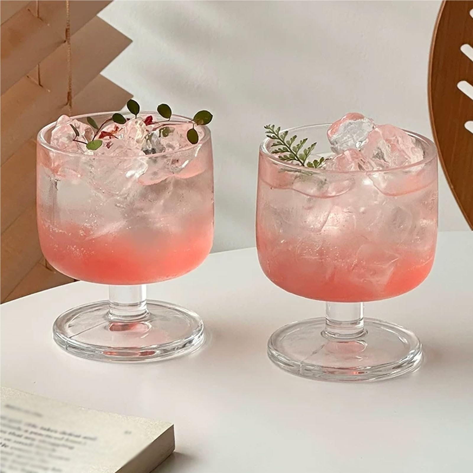 Juego de 2 copas de cóctel de tallo corto de 340 ml, vaso de jugo transparente for restaurante, hogar y bar Vaso para bebidas