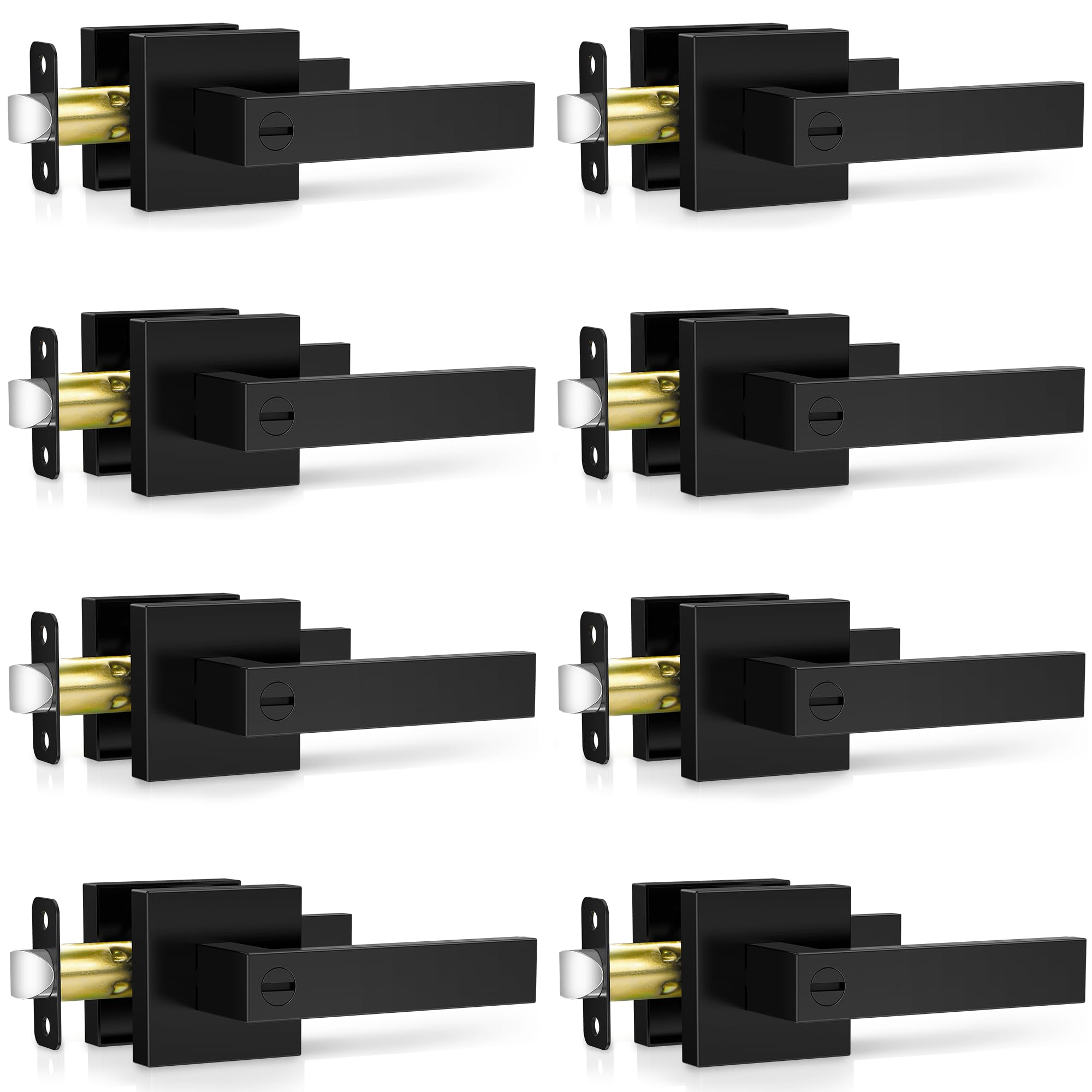 Photo 1 of ** only comes with four packs **
Plustool 8 Pack Matte Black Door Handles Interior, Keyless Interior Door Knobs, Privacy Door Locks for Bedroom Bathroom, Heavy Duty Square Door Lever Locksets, Reversible for Left&Right Handled Doors