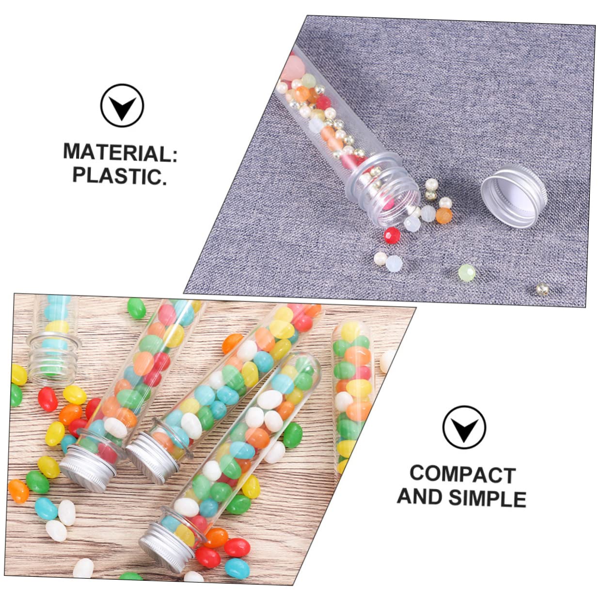 SHERCHPRY 50 Piezas Botellas de Tubo de Ensayo Transparentes de Pet para Dulces y Baño para Almacenamiento y Laboratorio