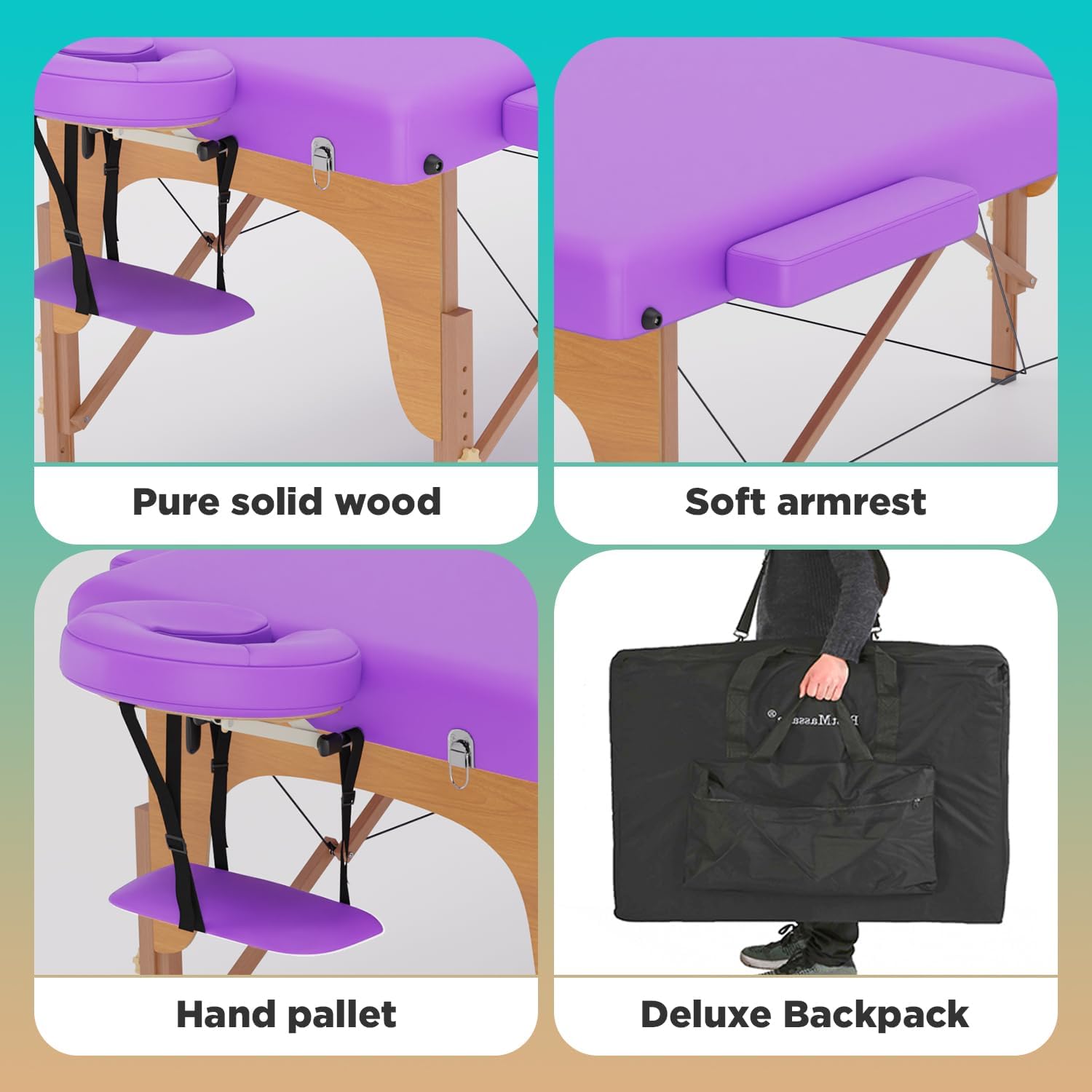 BestMassage Massage Bed Portable Massage Table 77" L 28" W Lash Bed Height Adjustable 3 Folding PU Leather with Oxford Bag for Spa Footmassage Facial CareSpa Tattoo
