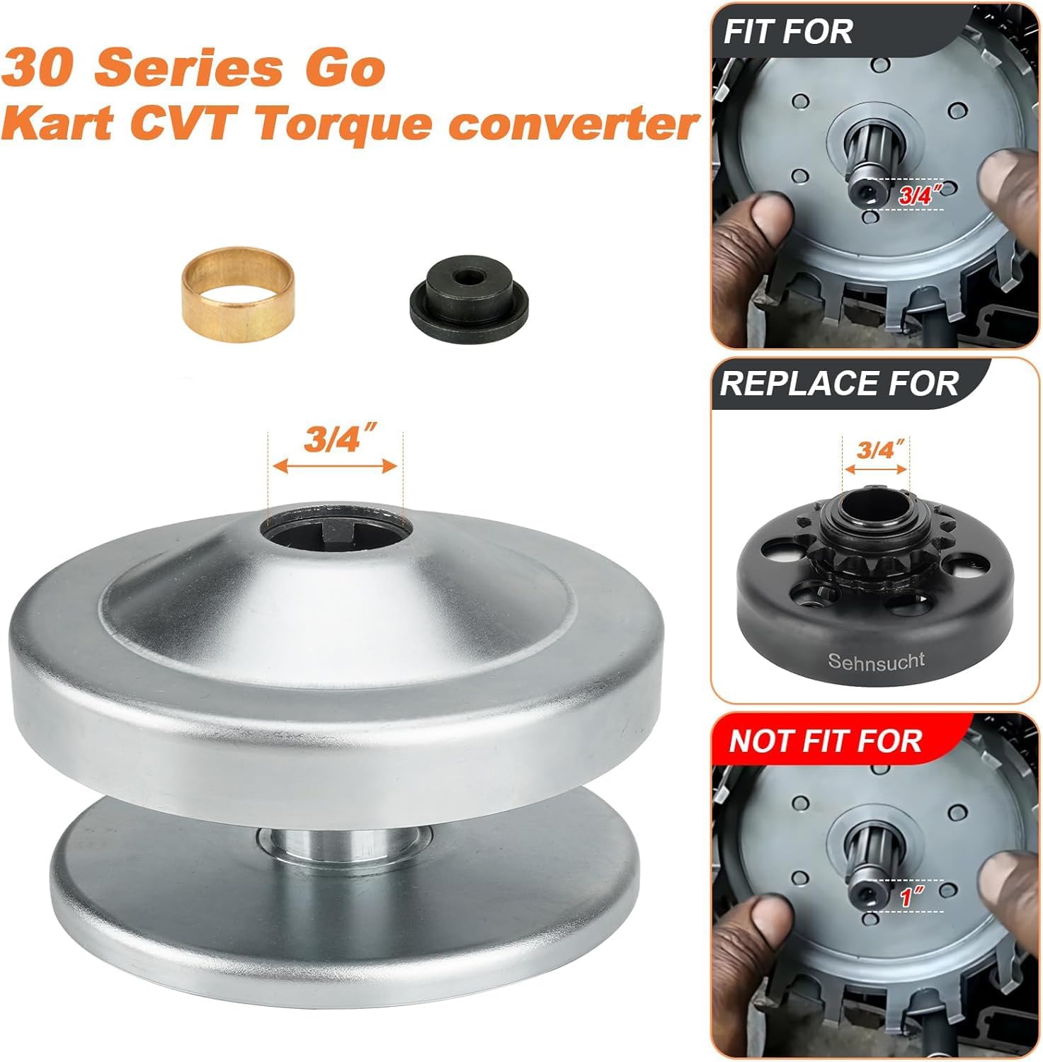 Torque Converter 30 Series Mini Bike 2-7Hp Go Kart CVT Clutch 3/4 inch 10T #40/41/420&12T #35 Chain Drive Belt Pulley for Predator 212cc, Manco Comet TAV2 Mini Bike Engine Replace for 219552A 218353A