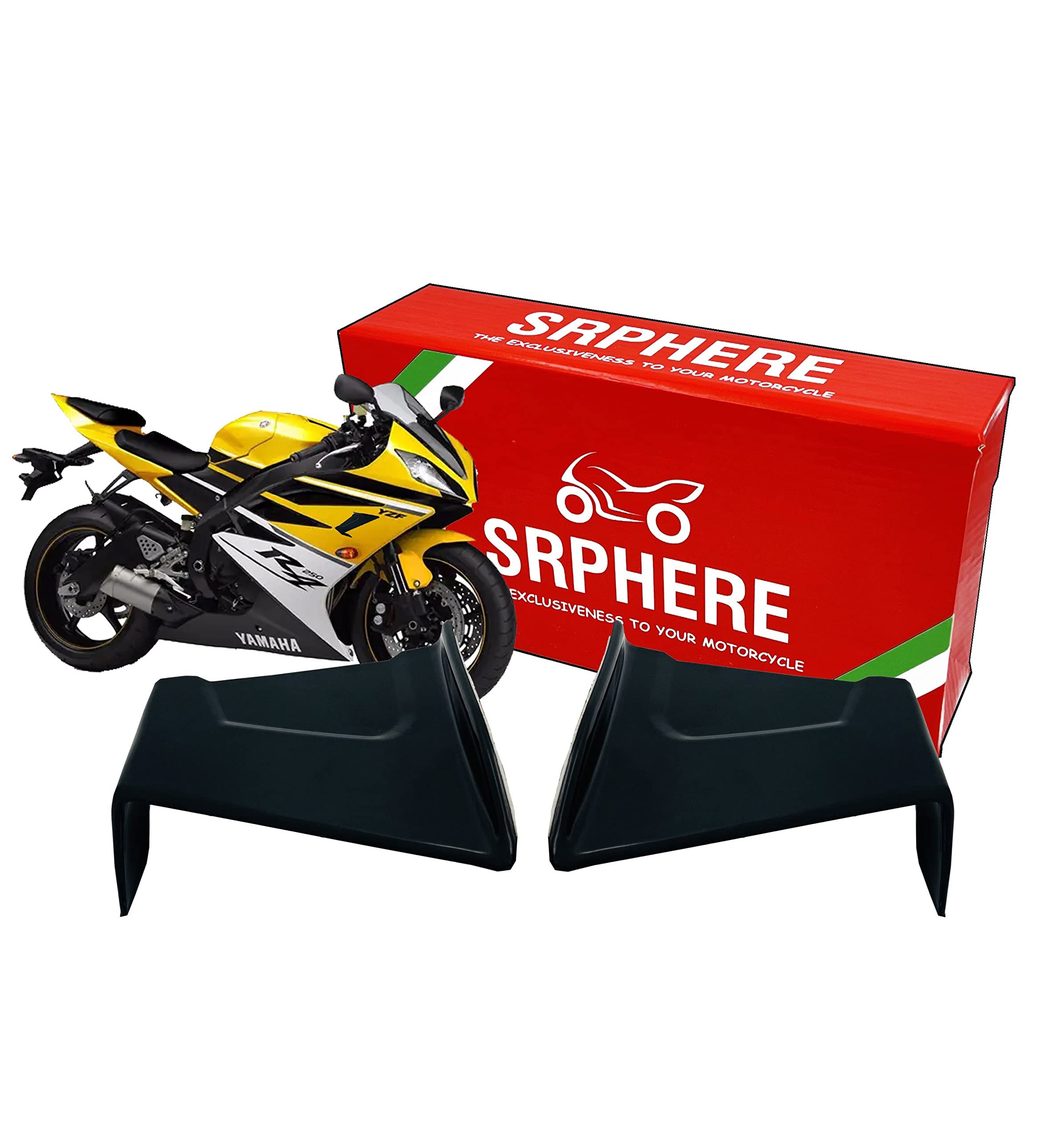 SRPHERE Motorcycle Winglet Side Spoiler Air Deflector Wing Kit Universal Motorbike Front Fairing Aerodynamic Winglets