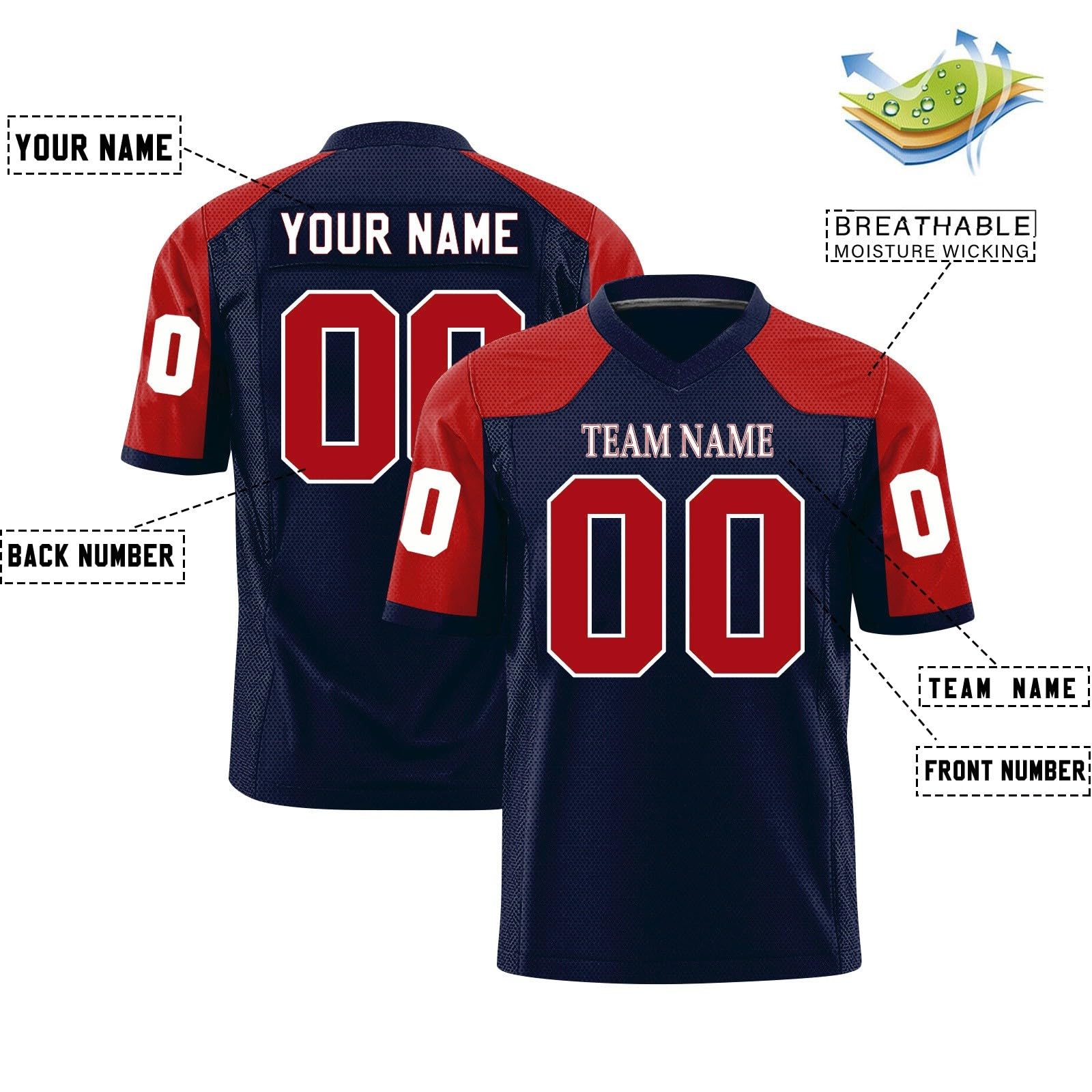 Maglietta T-Shirt Uomo Sportiva Personalizzata con Nome Numero, Magliette da Football Americano per Uomo/Donna/Bambini