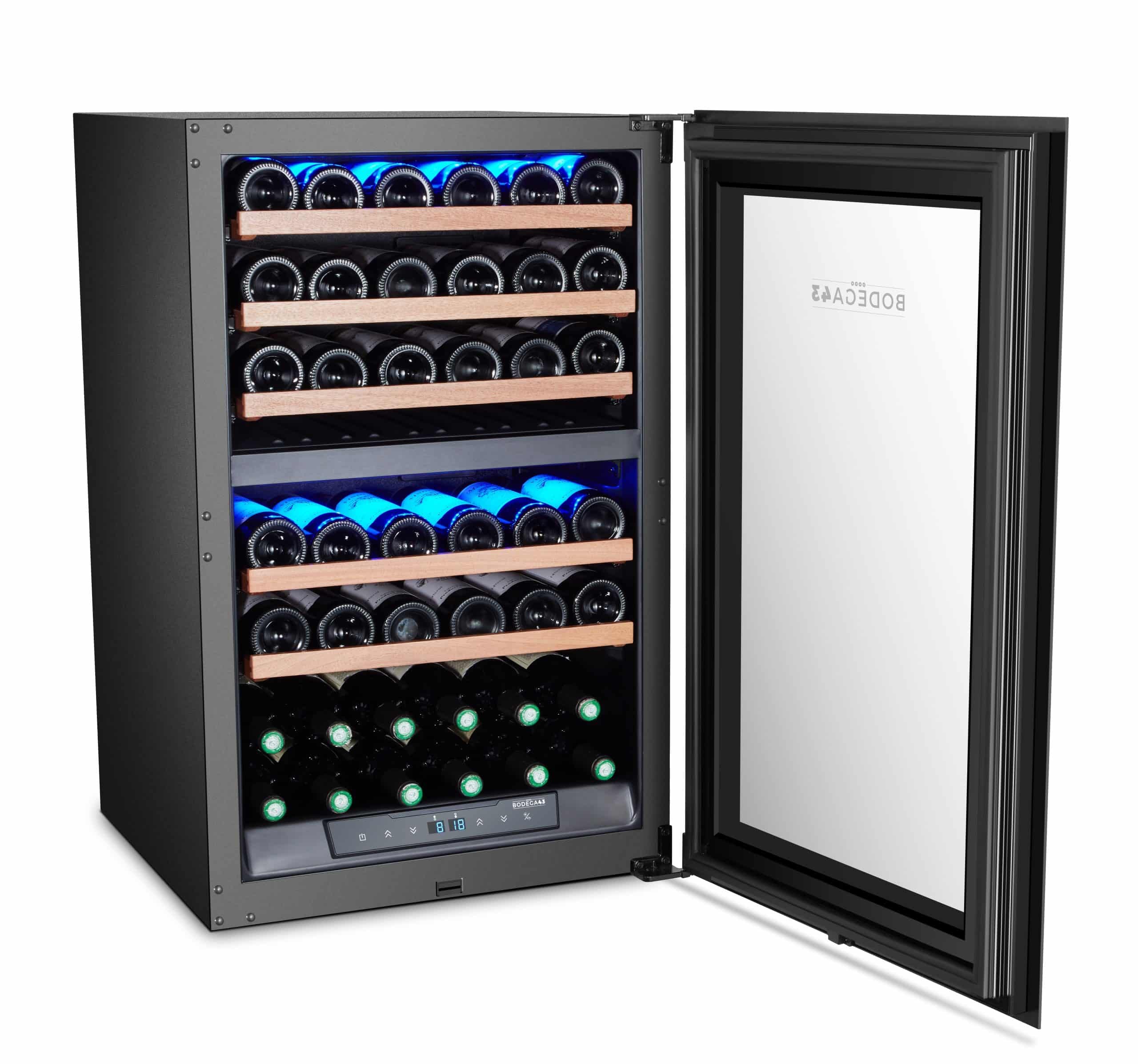BODEGA43-42 Einbau Weinkühlschrank - Luxuriöse Weinklimaschrank mit 2 Zonen und digitalem Temperaturdisplay - 42 Flaschen, Vollglas-Designtür, 40 dB, 5 Ausziehbare Schubladen aus Birkenholz - 4