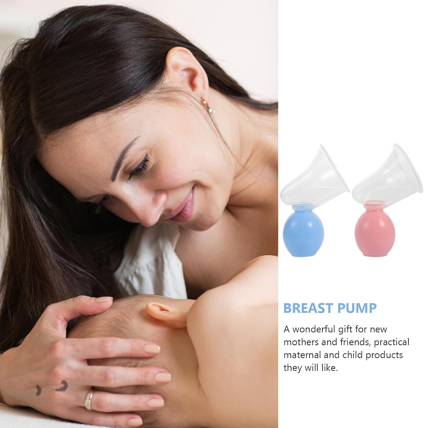 Manual Breast Milk Pumpers 2pcs Set for New Mothers, Portable Suction Breast Pump with Soft Silicone, Lightweight Breastfeeding Device for Nursing and Milk Expression
