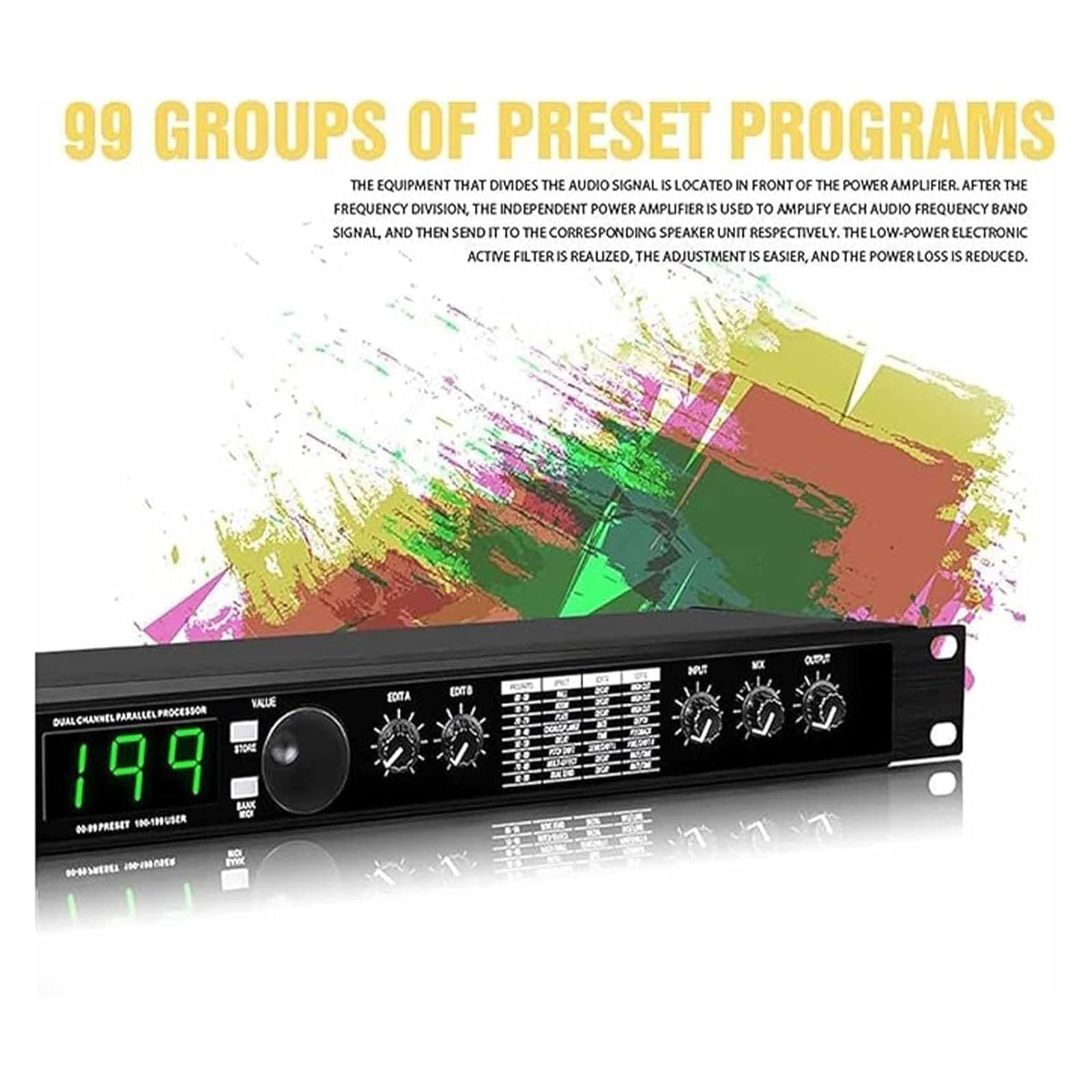Generico Equalizzatore for processore Audio, processore DSP multieffetto con Riverbero Digitale, Elaborazione del Segnale a 24 Bit preimpostata/programmabile, for Studio, Performance sul palco
