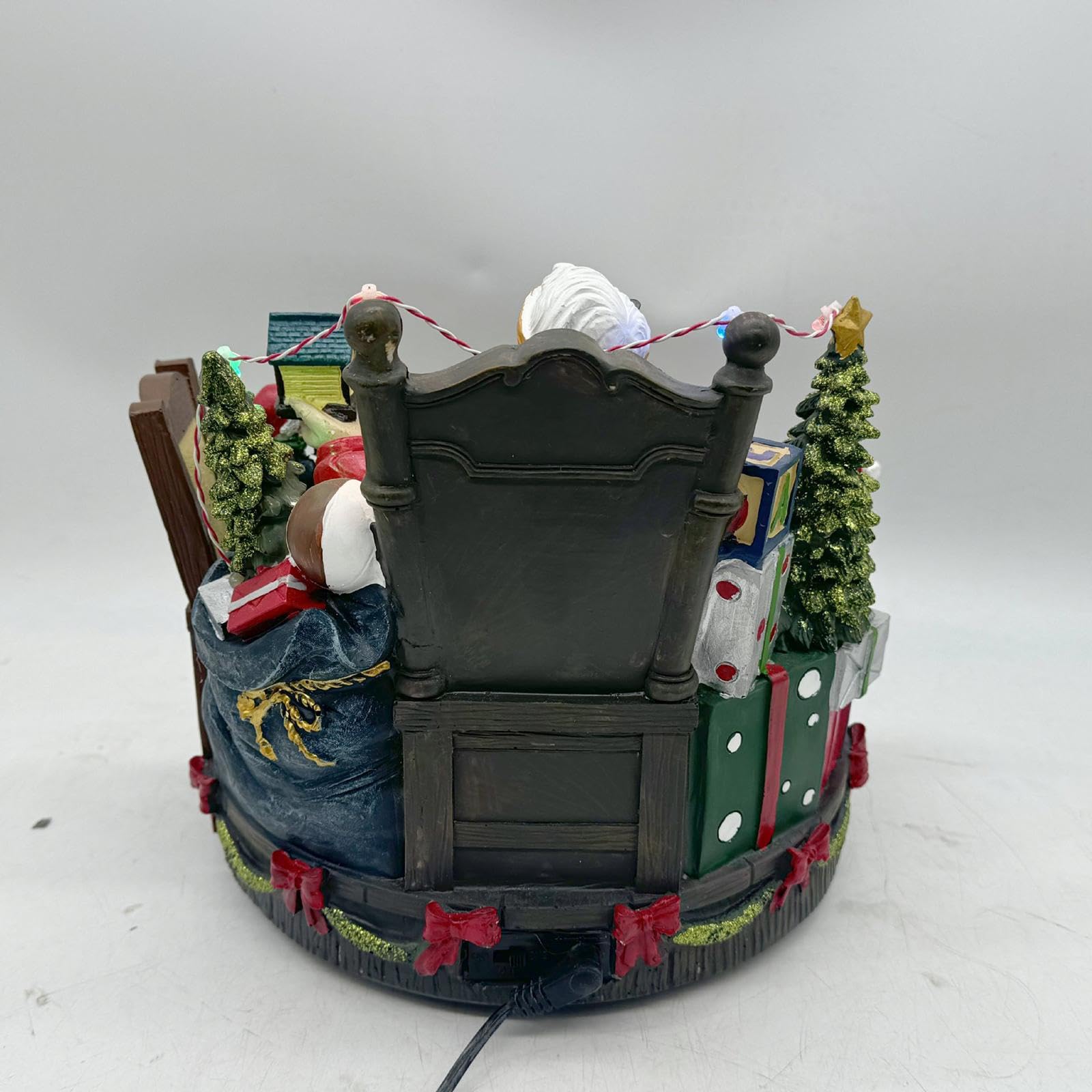 Caja Musical navideña con Tren Giratorio de Resina, eléctrica, única, para Escritorio, Regalo de para Interiores con Luces LED.