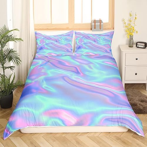 Erosebridal Funda de edredón de teñido anudado, juego de ropa de cama con estampado colorido, funda de edredón psicodélica, funda de edredón verde y