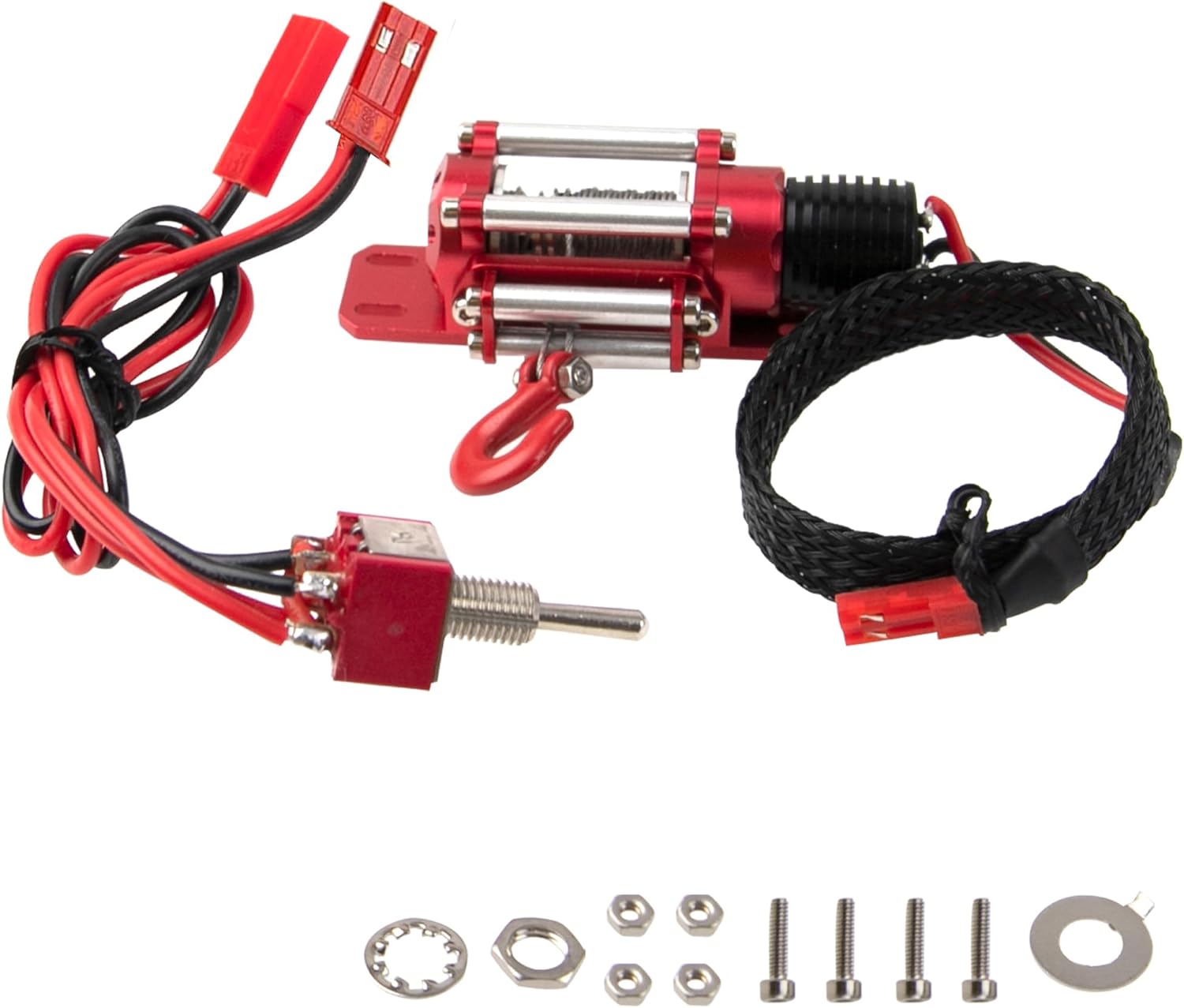 ShareGoo RC Car Metal Winch with Steel Wired Simulated RC Winch Compatible with Axial SCX10 II III RBX10 D110 D90 TF2 Traxxas TRX4 TRX6 1/10 RC Crawler Car