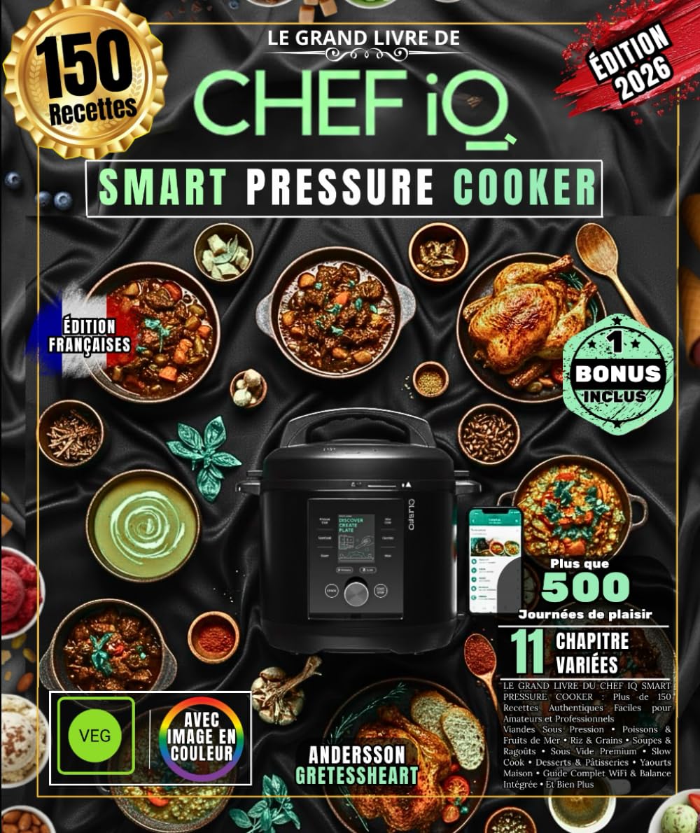 LE GRAND LIVRE DU CHEF IQ SMART PRESSURE COOKER: Plus de 150 Recettes Illustrées à Réaliser Chez Vous, des Viandes Sous Pression, des Poissons & ... du Sous Vide, des Desserts et Bien Plus