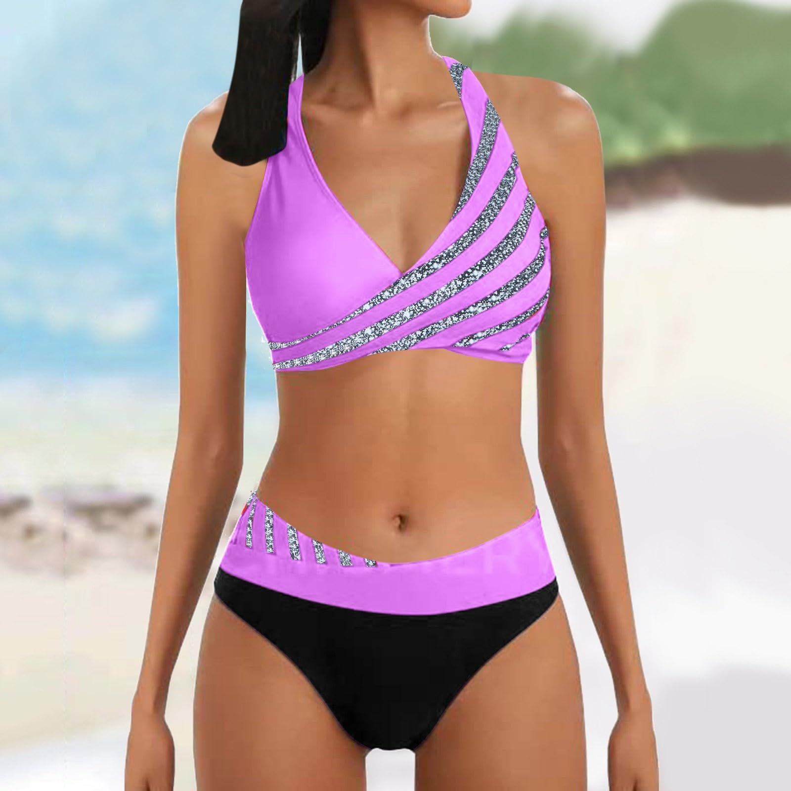 Conjuntos De Bikini for Mujer Conjunto Traje Baño Estampado con Parte Inferior for, Verde, S