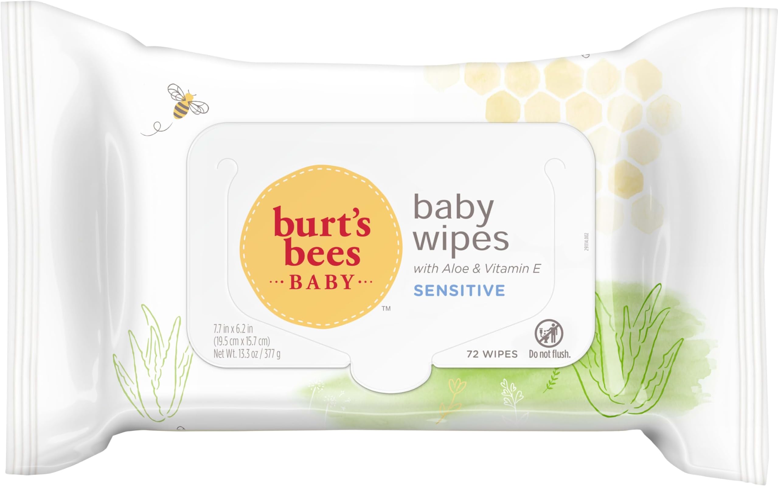 Burts Bees Baby Bee Chlorine-Free Wipes, 72 Count (Pack of 6)