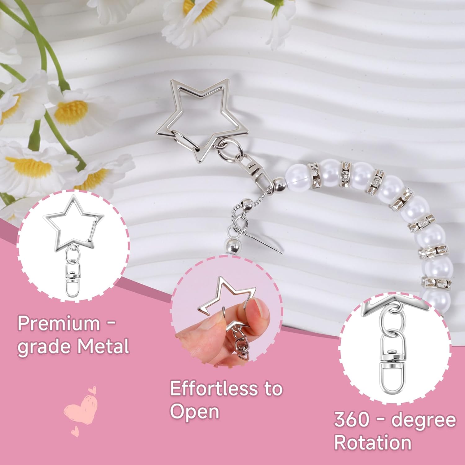 10 Pcs Cute Star Keychain Clasp, Metal Star Keychains Clip Buckles with Chain Hanging Buckle and Open Jump Ring, Swivel Lobster Snap Rings for DIY Crafts, Keychain Accessories (Silver) - Image 4