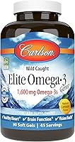 Vista 1 de Carlson Labs Wild Caught Elite Omega-3, 1600 mg, Omega 3s, cápsulas blandas, 90
