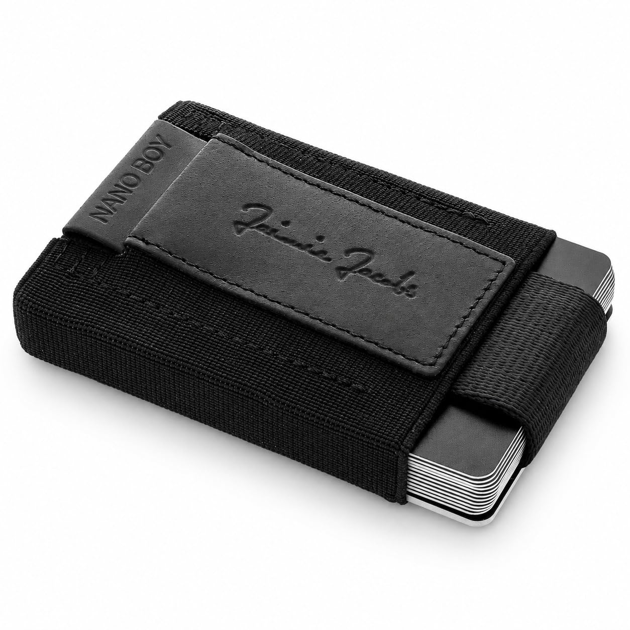 Jaimie Jacobs Nano Boy Cartera Minimalista Slim Wallet Pequeña Tarjetera Fina Pinza para Billetes Billetero Hombre (Negro)