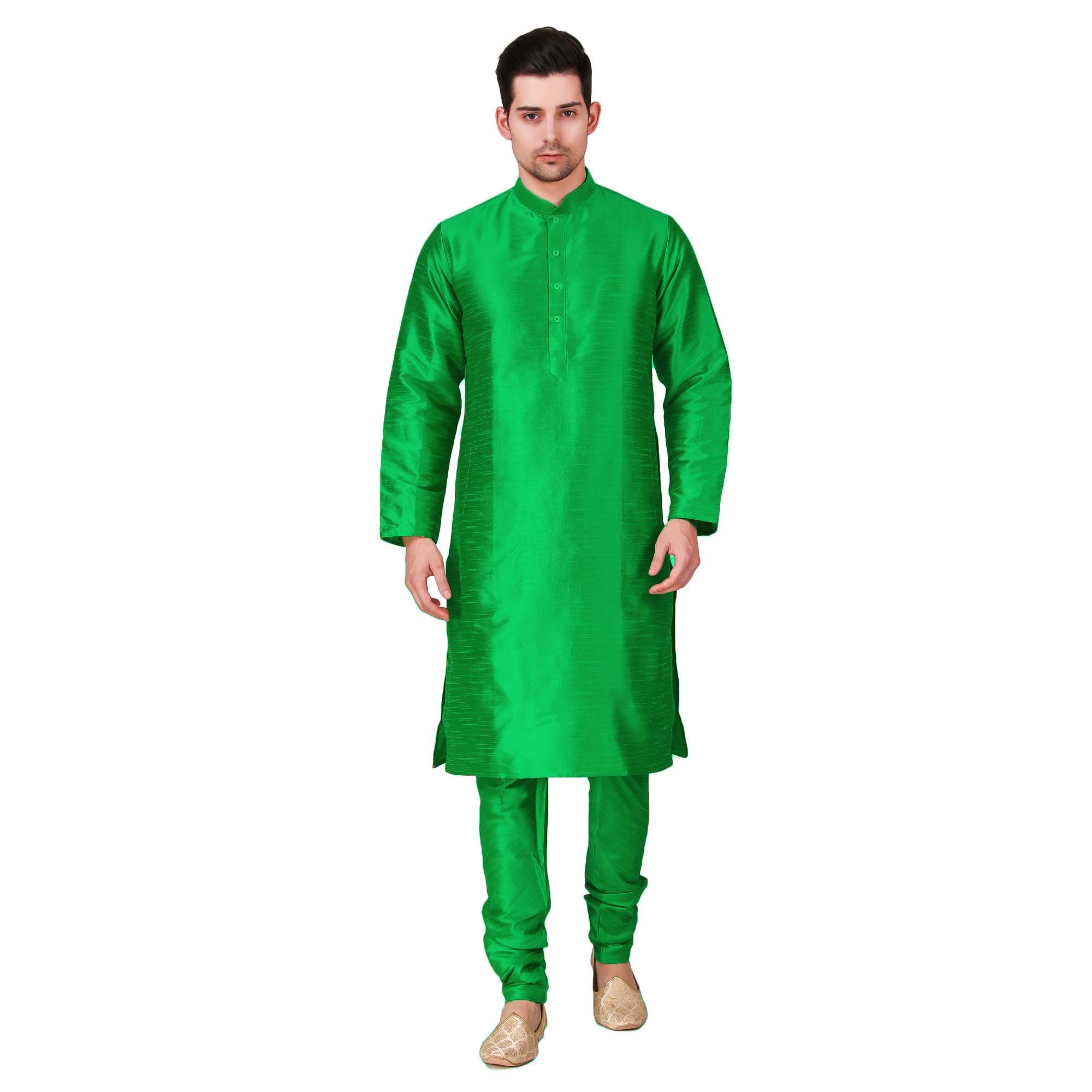 Pyjama Kurta en soie indienne Kacery GR810 vert clair taille 48