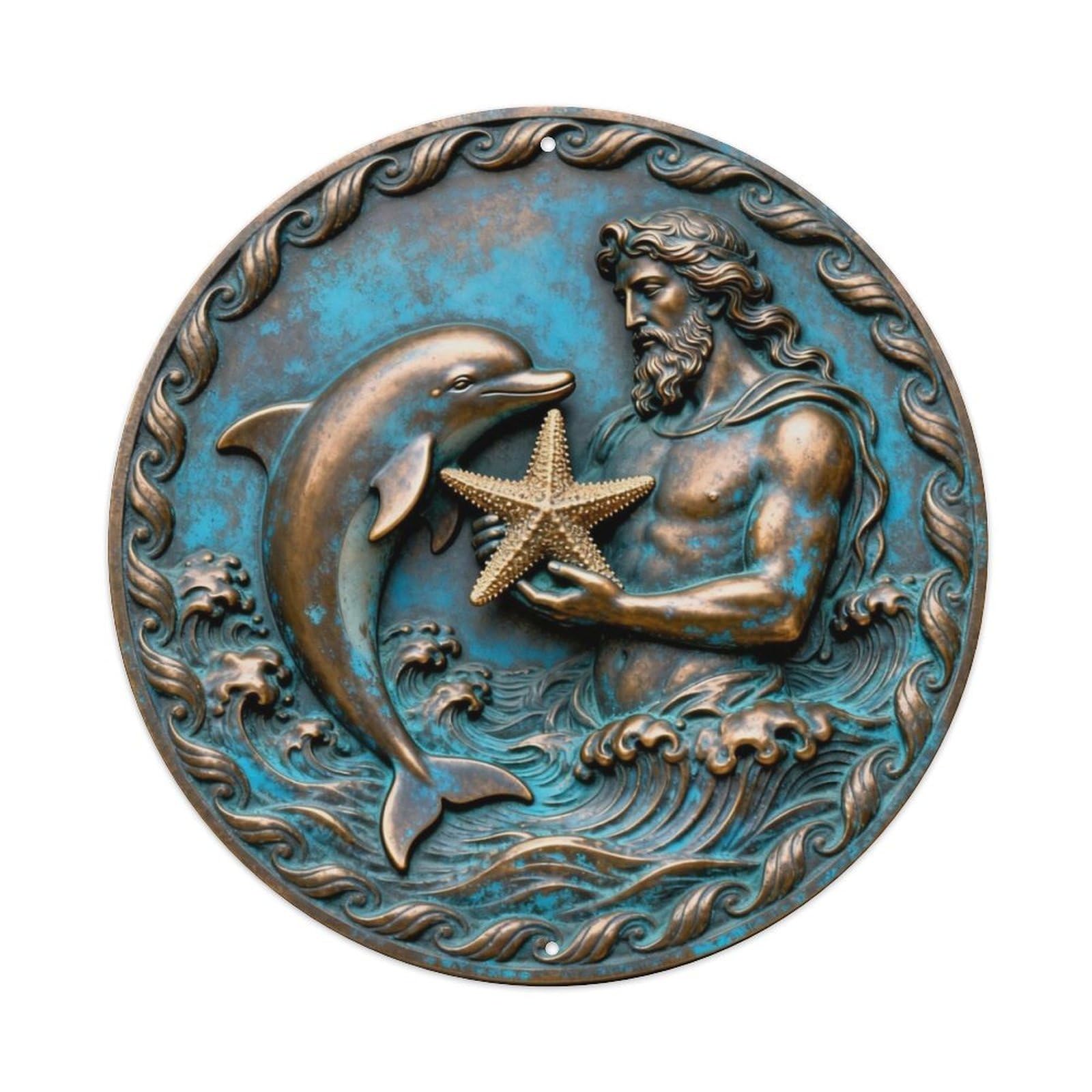 Nereus Dolphin Starfish Sea Metal Tin Sign Plaque