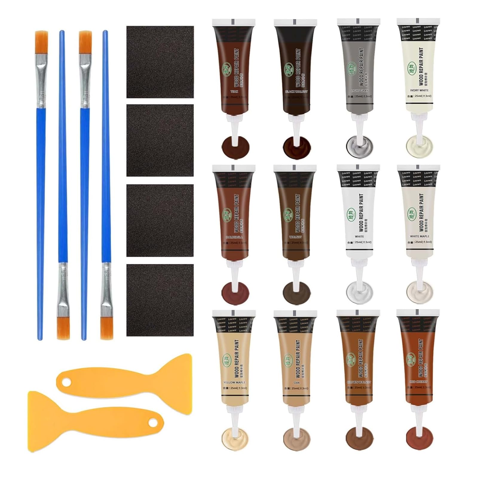 GMHLLES Laminate Floor Repair Kit 12 Color Laminate Worktop Repair Kit Laminate Countertop Refinishing Kit Wood Floor Repair Kit for Wooden Floors Cabinet Cherry Walnut Furniture Repair Paste