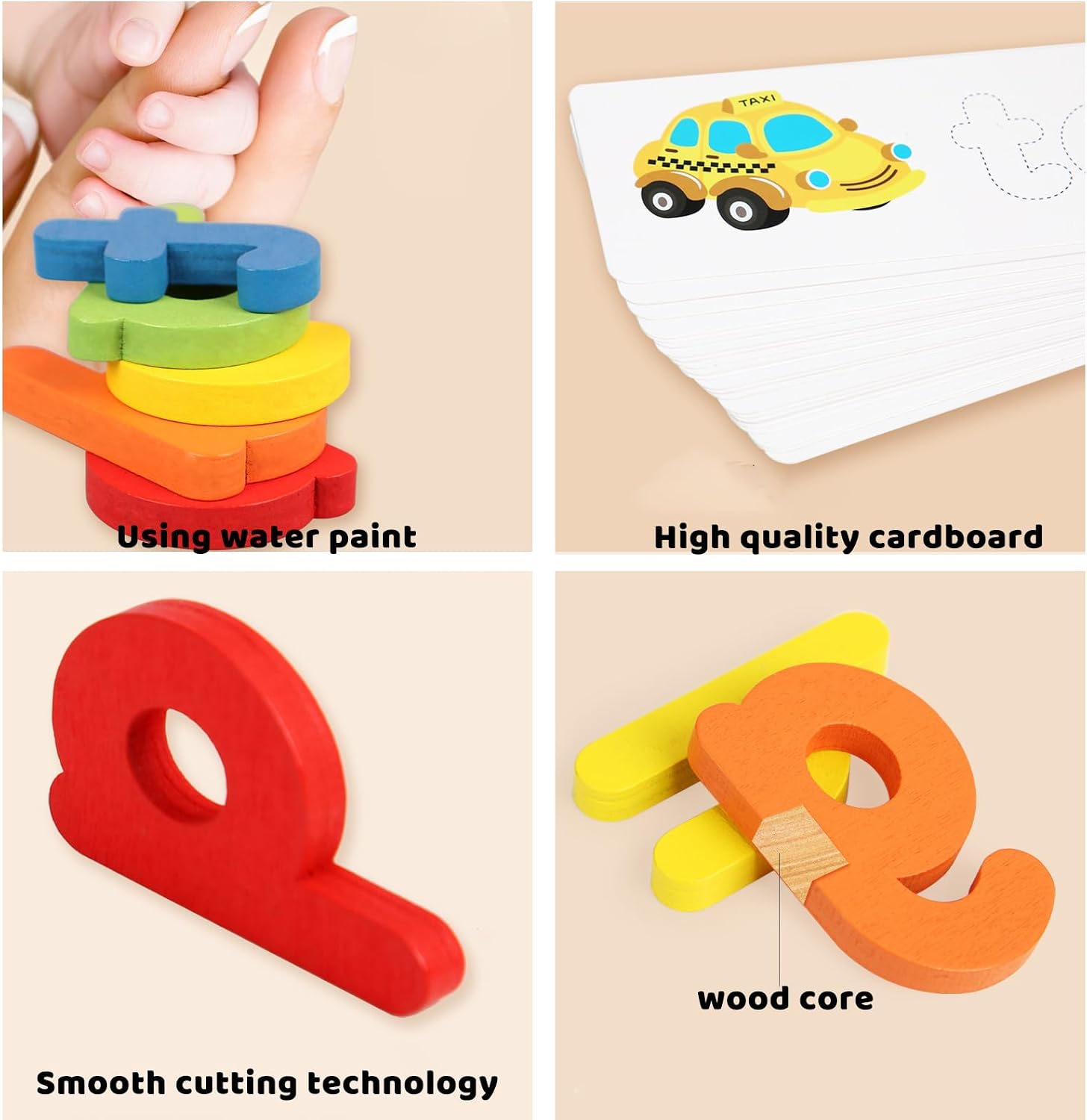 Jeu de construction de mots en bois Fidtoy pour enfants, pratique de l'alphabet et de l'orthographe