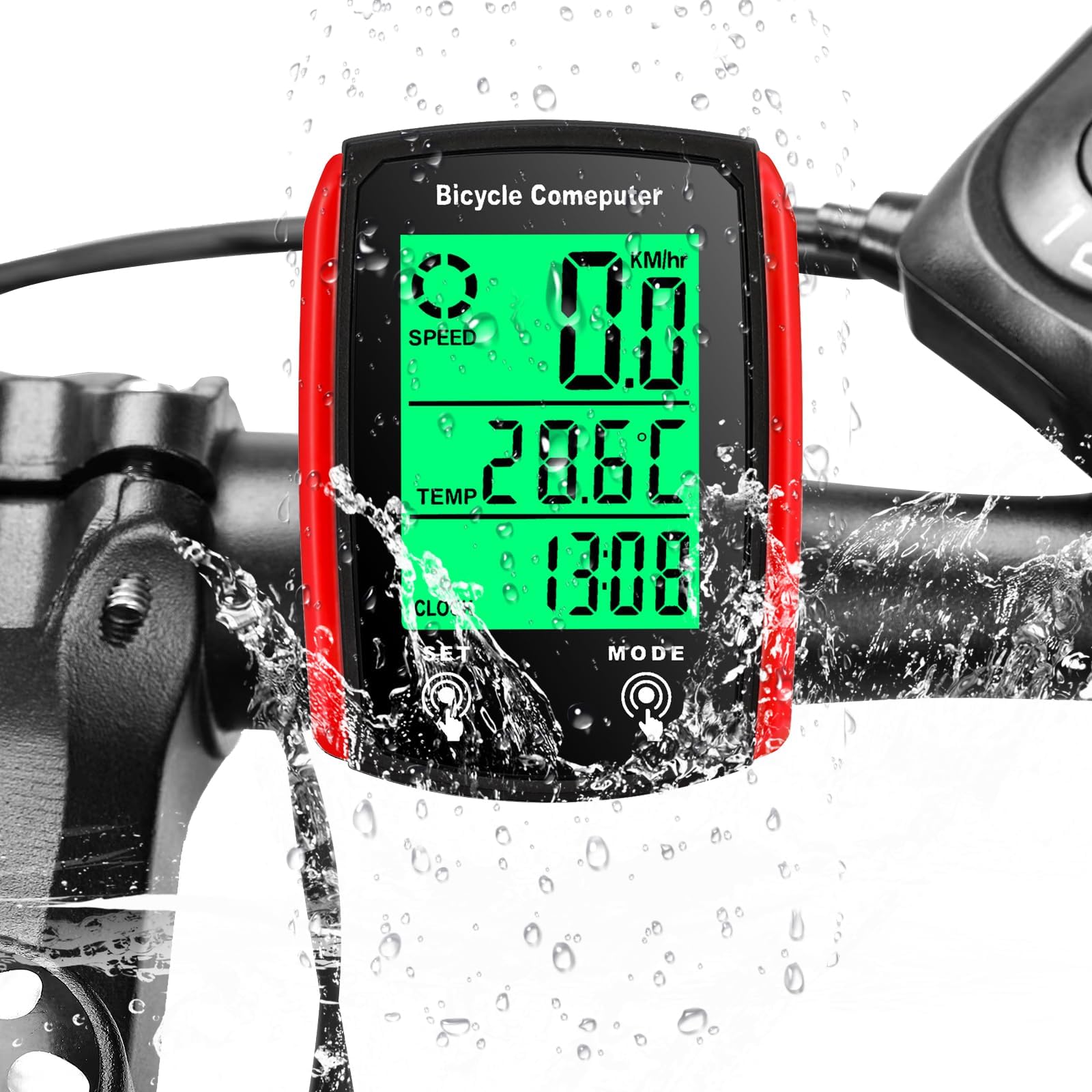 Bike Computer Universal 19 Functions IP54 Waterproof Bicycle Speedometer Odometer Wired Cycling Computer Touch Screen with LCD Backlight Display Auto Start/Stop MTB Road Cycling Accessories