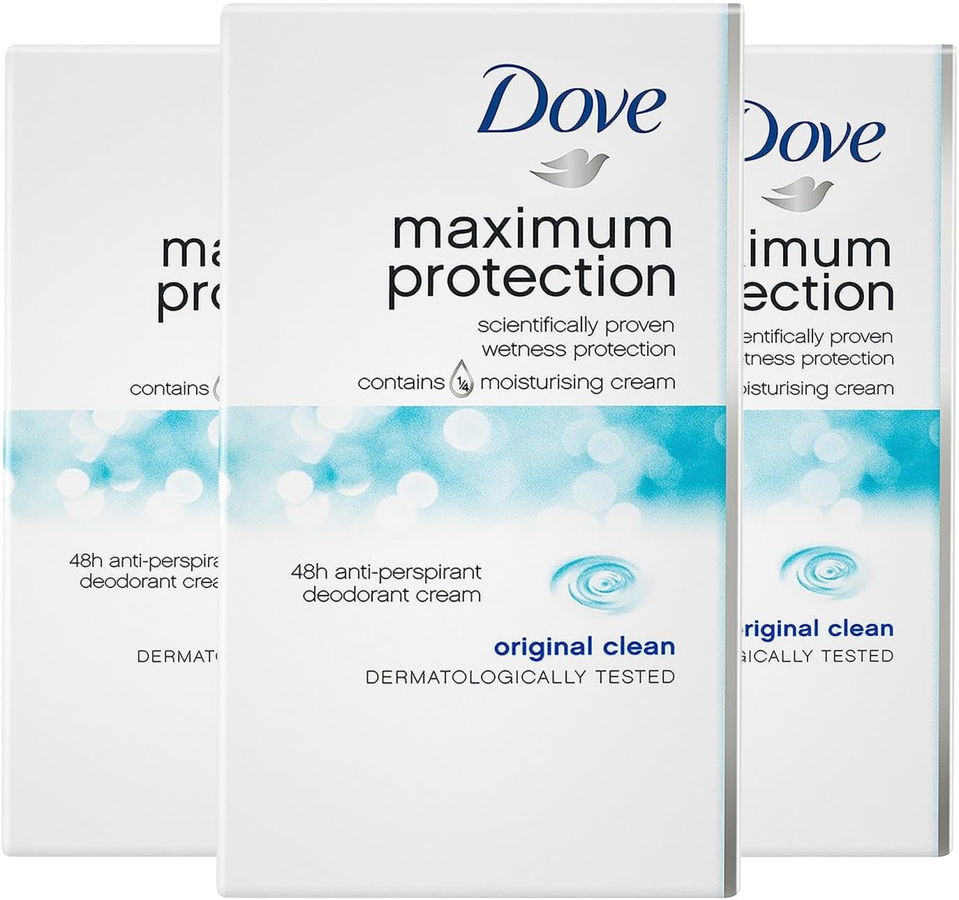 Maximum Protection Original Clean Anti-perspirant Cream Stick with ¼ moisturising cream our most effective deodorant 3 x 45 ml