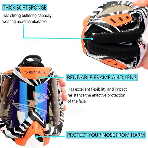 Miniatura 4 de Gafas para cuatrimoto, motocross, todoterreno, motocicletas, carreras, MX UTV (rayas naranjas)