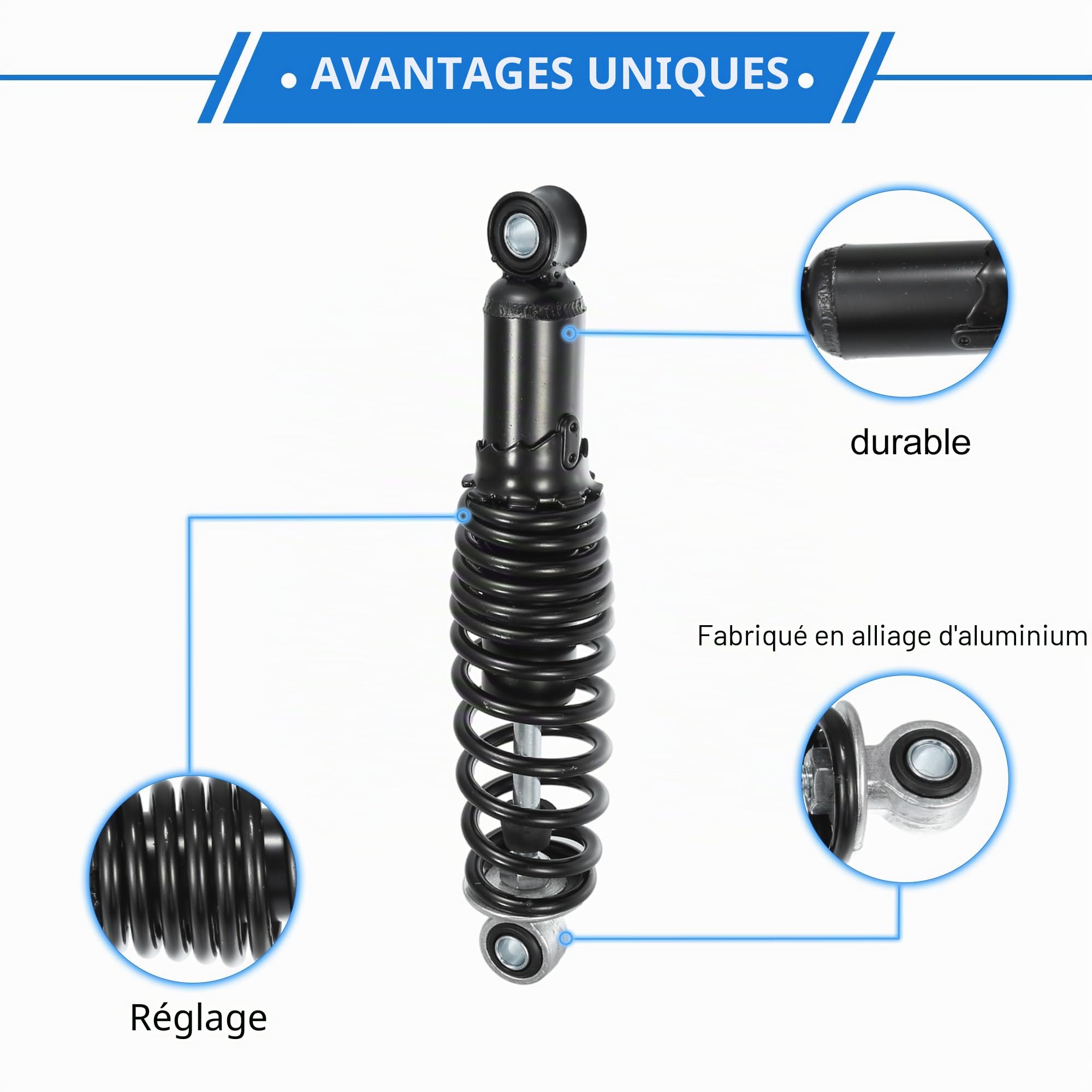 Amortisseurs Arrière Suspension Noir 1 Paire Pour Moto Acier