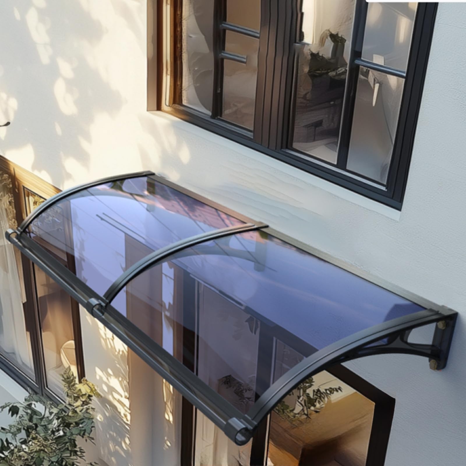 Auvent d'extérieur haut de gamme bleu 50x240 cm avec support en métal durable