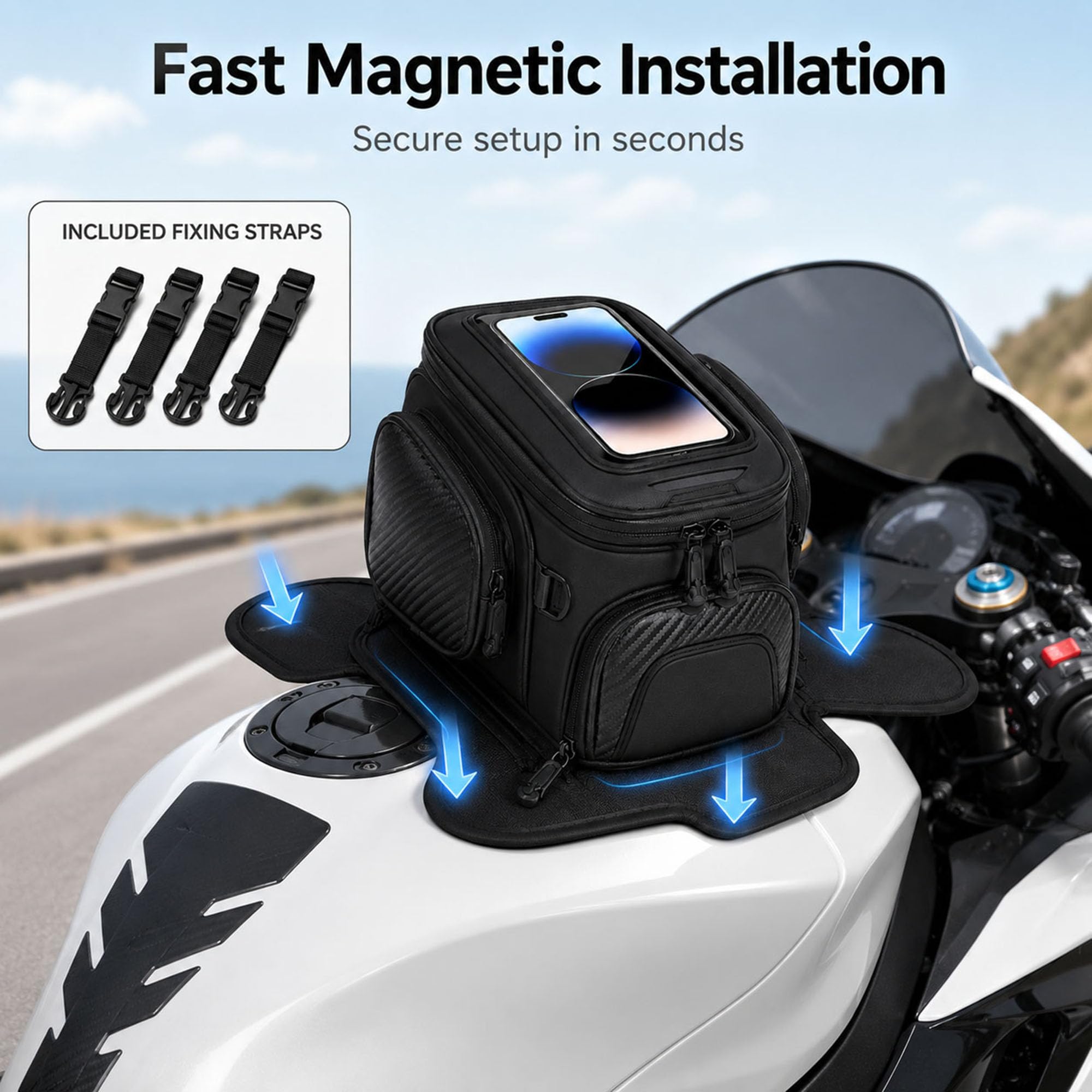 Sacoche Reservoir Moto pour Triumph Rocket III Touring 2008-2017