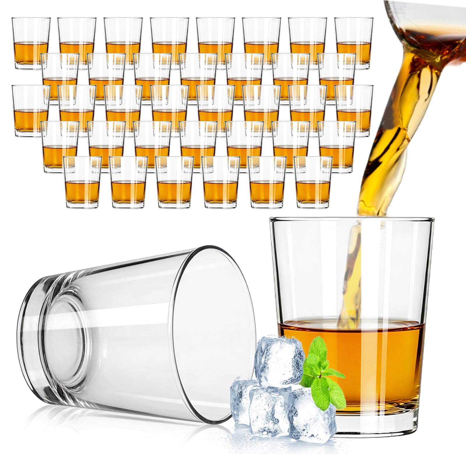 WENLISELL Shot Glasses Set of 36, 25ml Clear Small Glass Shot Cups for Spirits, Glass Shot Glasses for Tequila, Vodka, Whisky, Cocktail, Liqueurs, Espressos