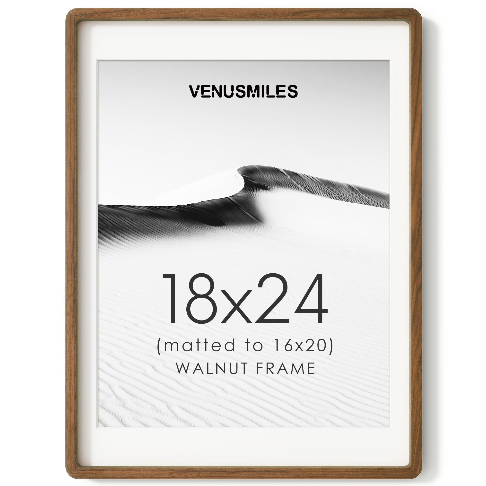 18x24 Poster Frame, USA-Sourced Natural Walnut Wood Picture Collage Frame