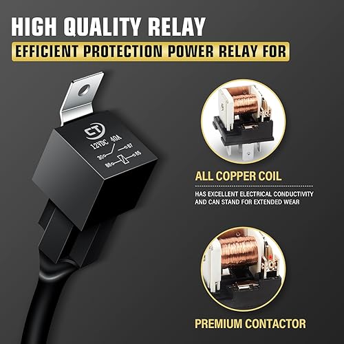 Miniatura 9 de SKYWORLD Kit de arnés de cableado de barra de luz LED con conector DT, 1 conductores 40A DC 12 V, interruptor de encendidoapagado, fusible de relé