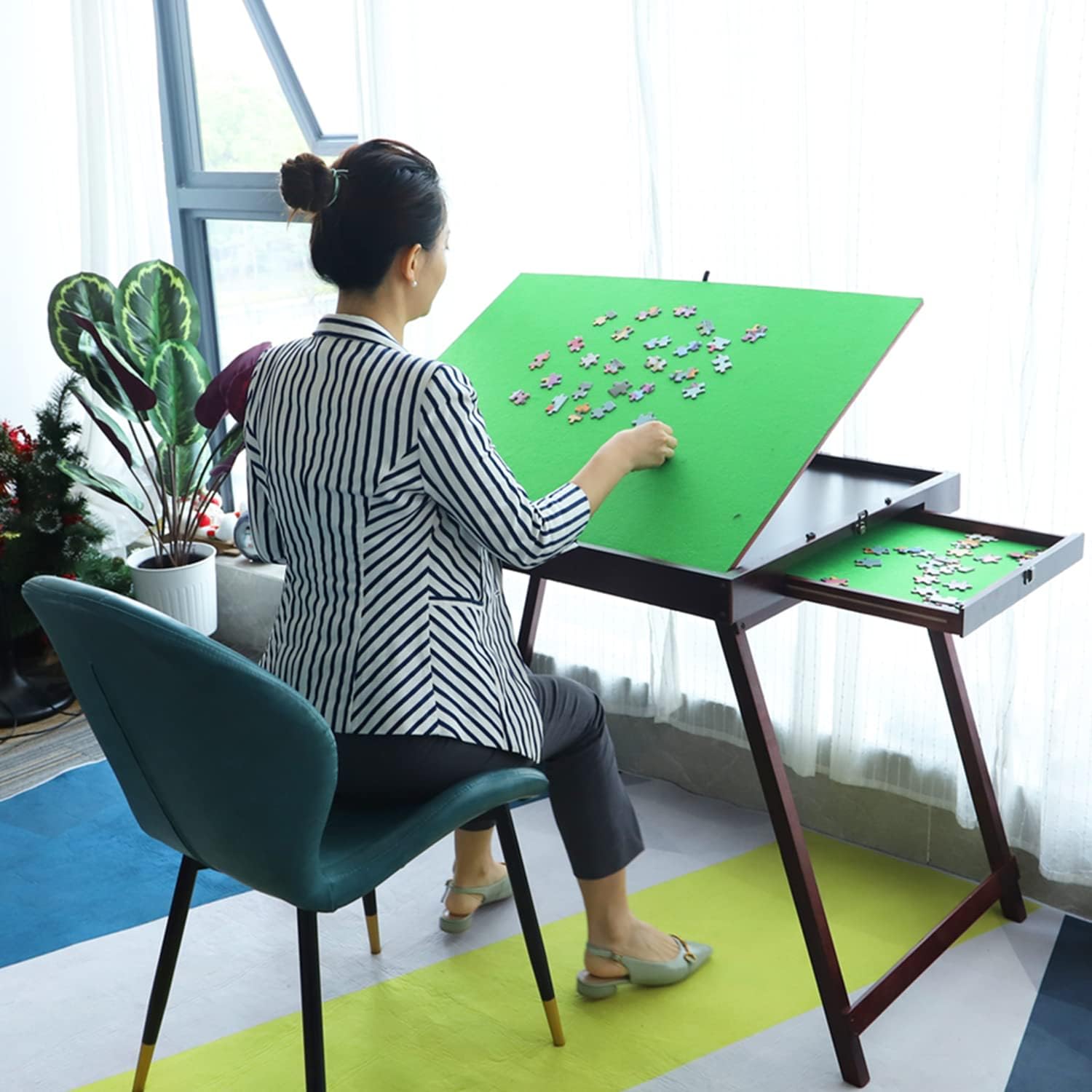 Tavolo Da Puzzle Pieghevole Con 2 Cassetti E Piano Inclinabile – Per Puzzle Fino A 1000 Pezzi – Superficie Antiscivolo – Regalo Per Appassionati