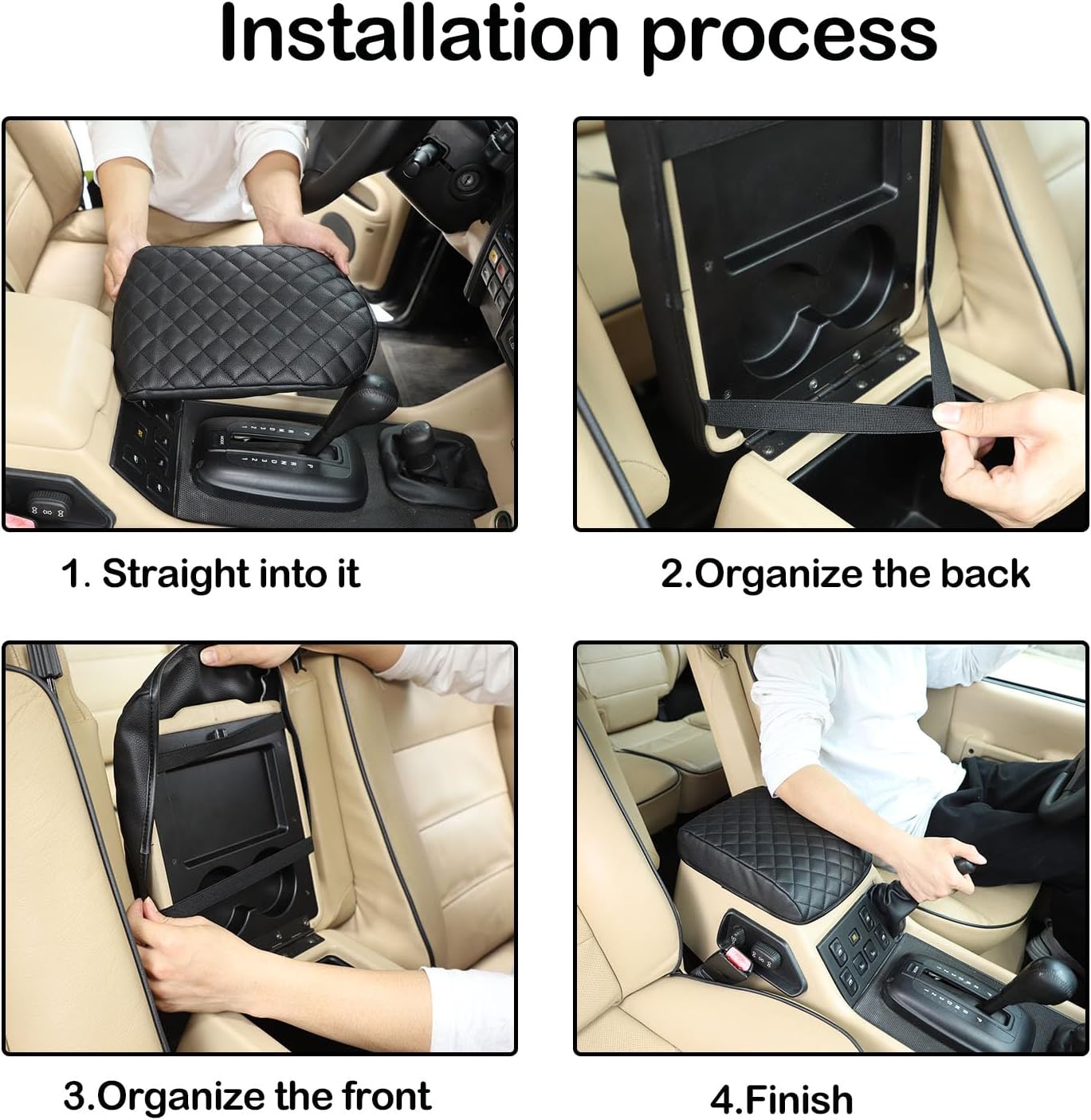 Center Console Armrest Box Cover Compatible with Land Rover Discovery 2 Accessories 1998-2004,Anti-Scratch Armrest Box Protector Cover Car Interior Accessories (Black Leather)