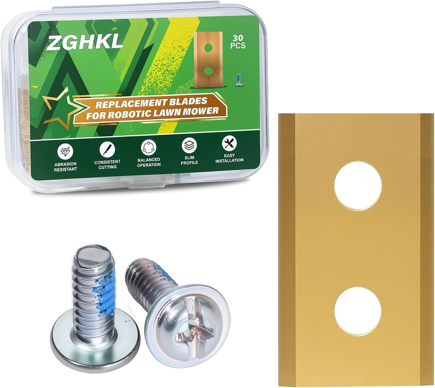 Robotic Lawnmower Blade Replacement Blades Lawn Robot Blades Compatible with Worx LandXcape Zoef Robot Einhell Filzada Kress Replacement Blade Set with Screws 30 Pieces