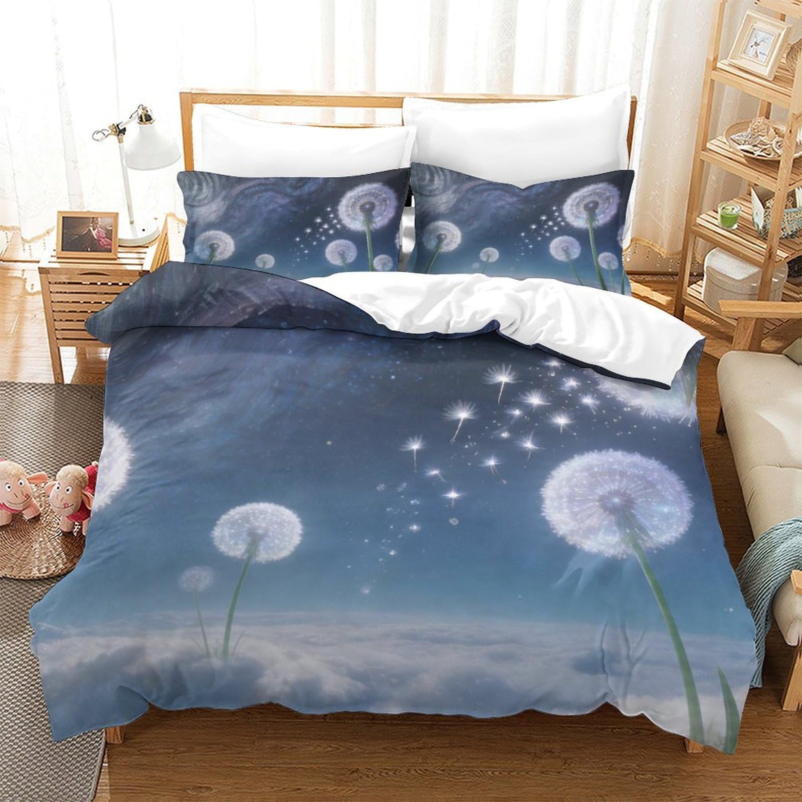 Housse de couette pissenlit douce et respirable en microfibre 3D haute densité