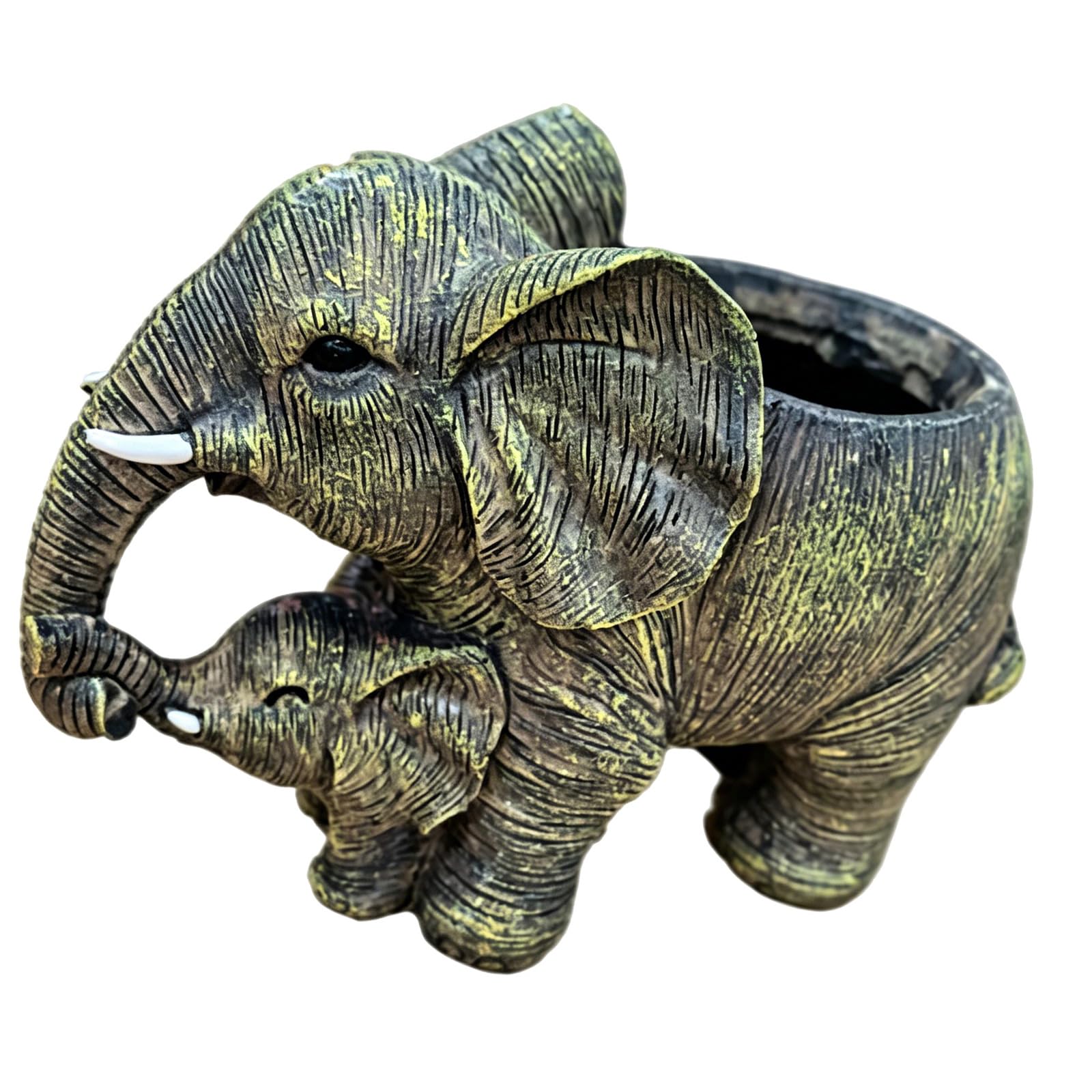 Kaeltsyn Exquisite Handcrafted Resin Elephant Shape Planter Hand Painted Resin Flower Pots Home Decoration Shape Decorative Flower Pots