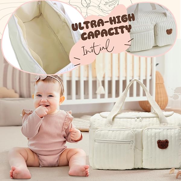 YOUYIKE Sac Langer Maternité Grande, Sac pour l'hôpital, Change Bebe Mommy Bag Matelassé, pour Accouchement à l’Hôpital, Voyage, Camping, Maison, Shopping - 4