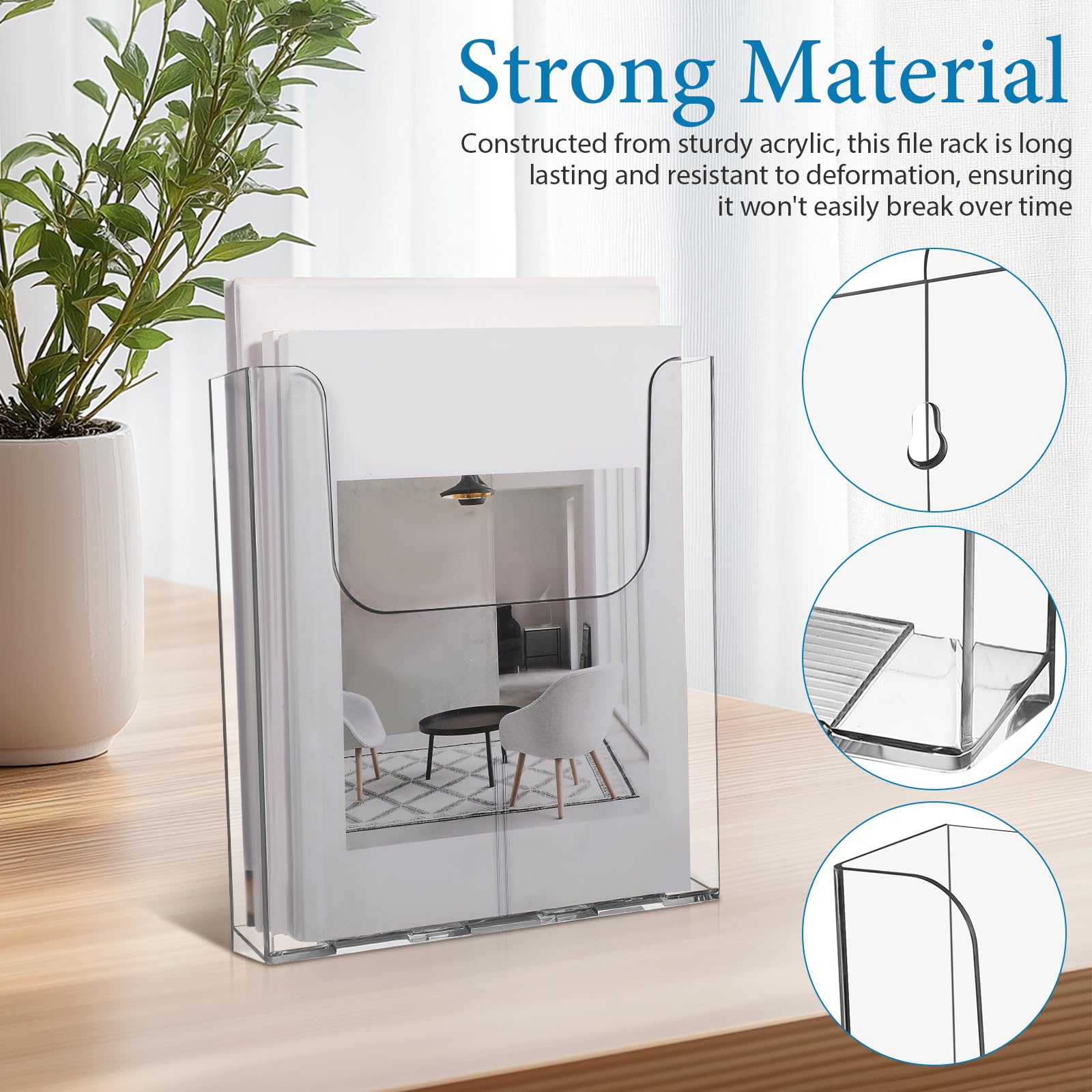 Uonlytech Organizador de Archivos de Pared Acrílico Transparente 2 Piezas Diseño Elegante y Material Resistente para Oficina y Hotel