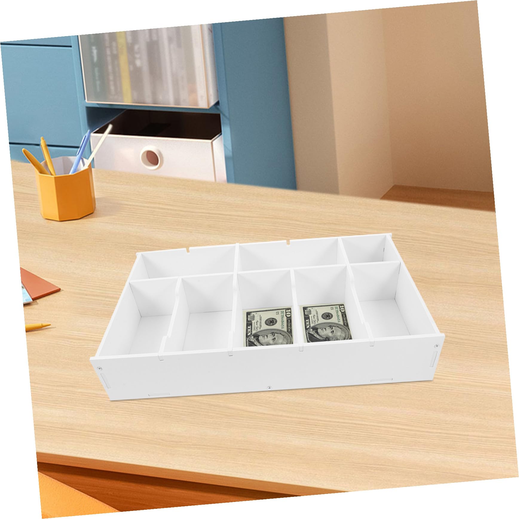 Cabilock Caja de Almacenamiento para Cajón de Clips con Bandeja para Dinero Organizador de Caja para Pequeñas Empresas para Escritorio y Oficina